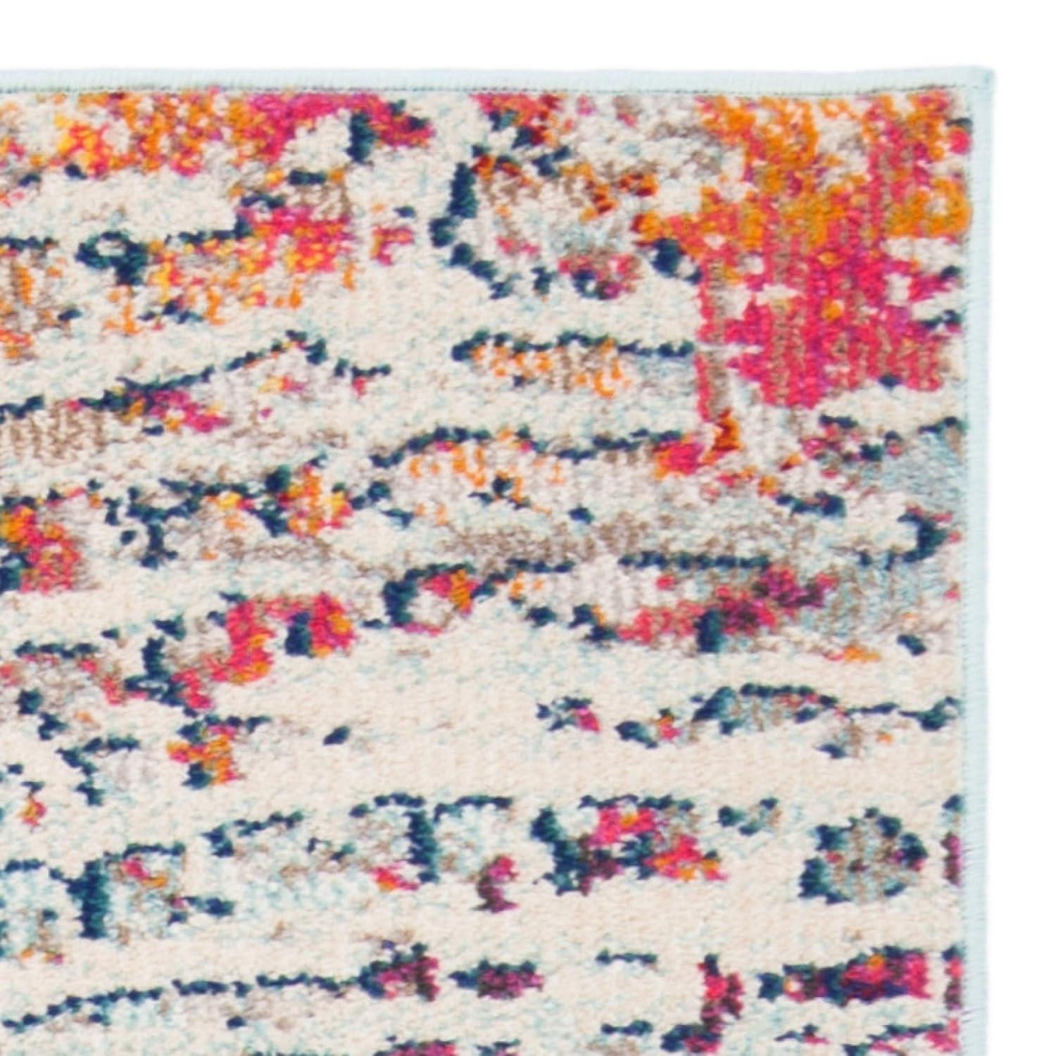 Madison MAD454 Power Loomed Indoor Runner Rug - Light Blue/Orange - 2'2"x6' - Safavieh