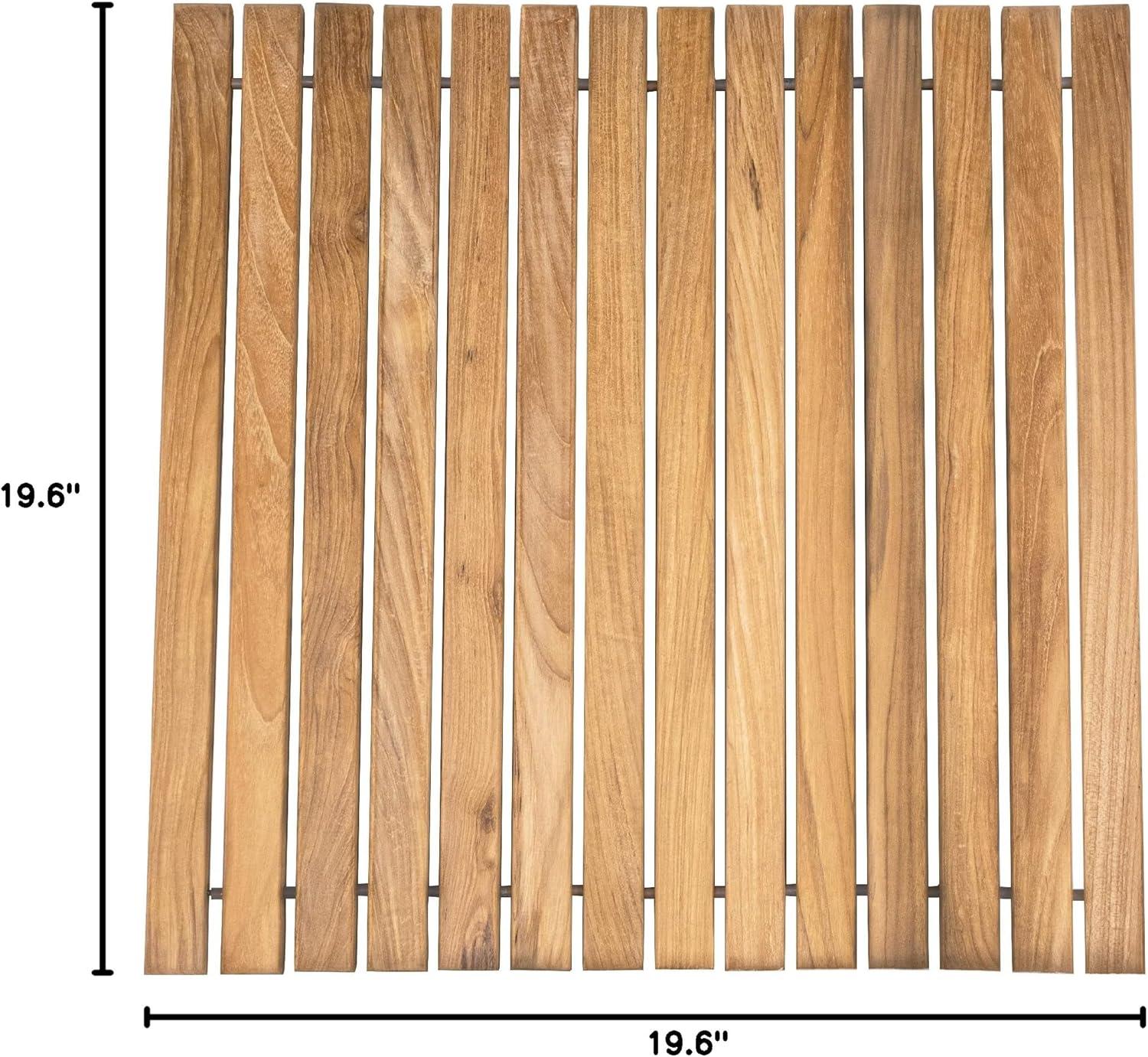 Nordic Teak 19.6" x 19.6" Natural Shower and Bath String Mat - Beige