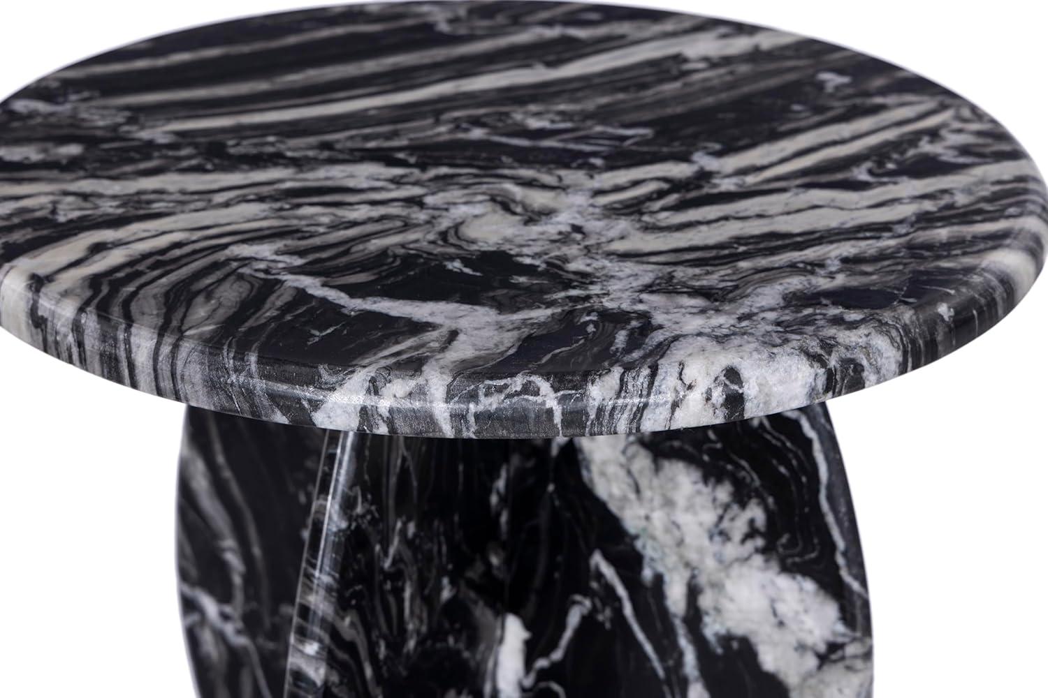 Formentera Black Marble End Table with Light Grey Veining