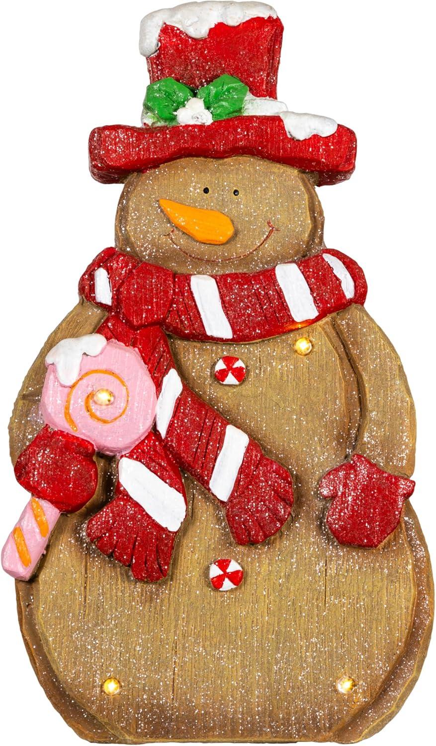 Northlight LED Lighted Gingerbread Snowman with Lollipop Christmas Figure - 15.5"