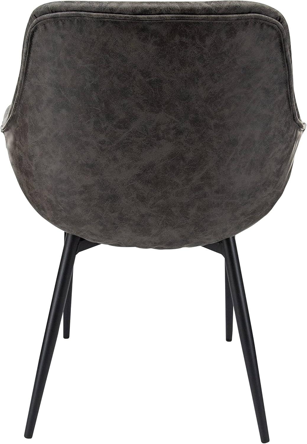 LeisureMod Markley Leather Dining Chair with Black Metal Legs Upholstered Seat Modern Design Perfect for Kitchen Dining Room Office or Lounge Seating