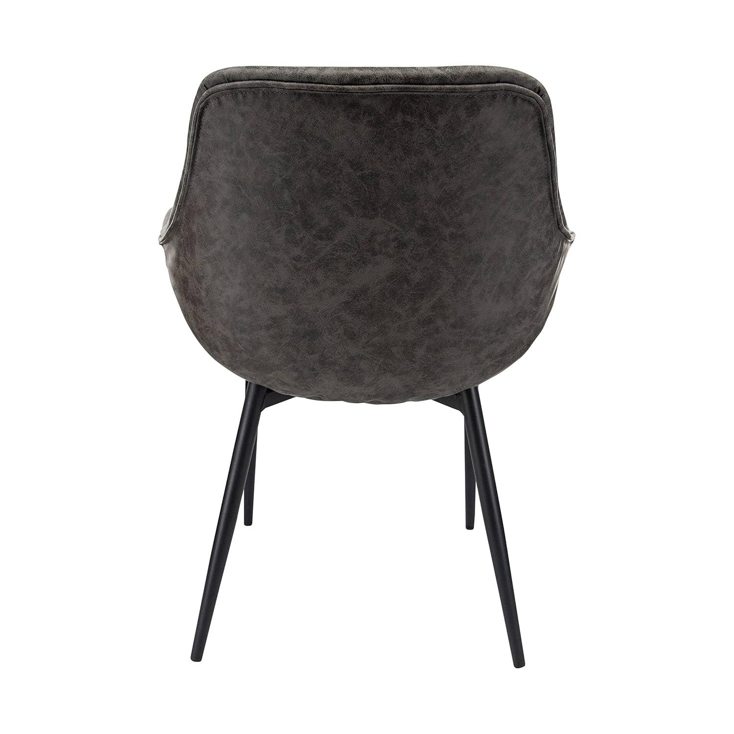 LeisureMod Markley Leather Dining Chair with Black Metal Legs Upholstered Seat Modern Design Perfect for Kitchen Dining Room Office or Lounge Seating