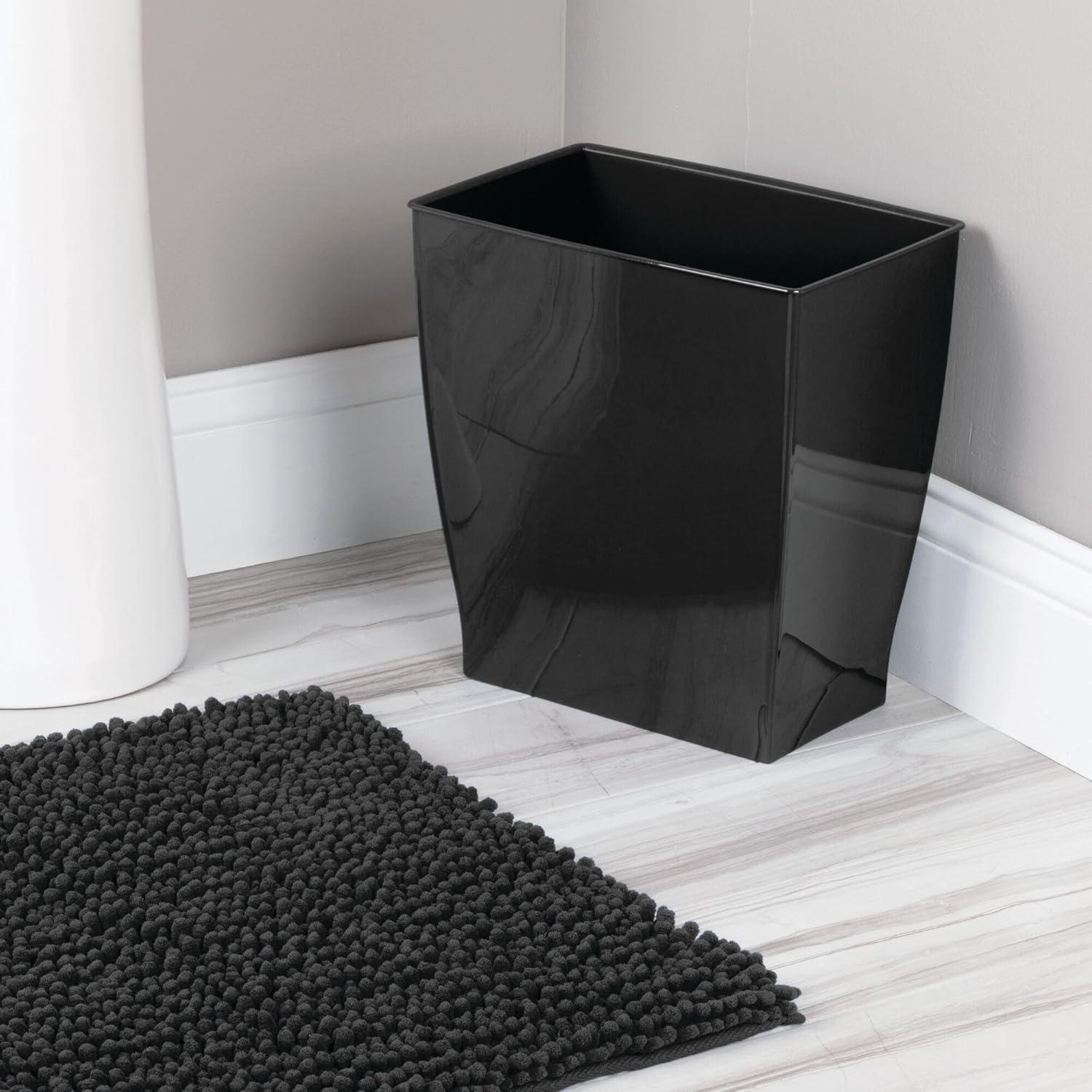 iDesign Mono BPA-Free Plastic Rectangular Waste Basket - 11.25" x 7.5" x 12", Gray