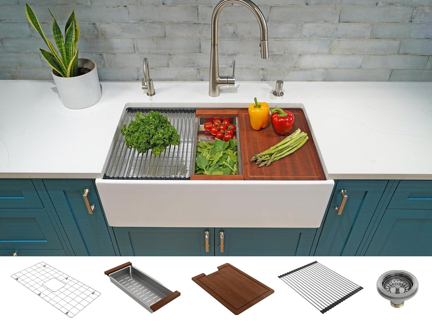 Contempo 33'' L Farmhouse Apron-Front Fireclay Kitchen Sink