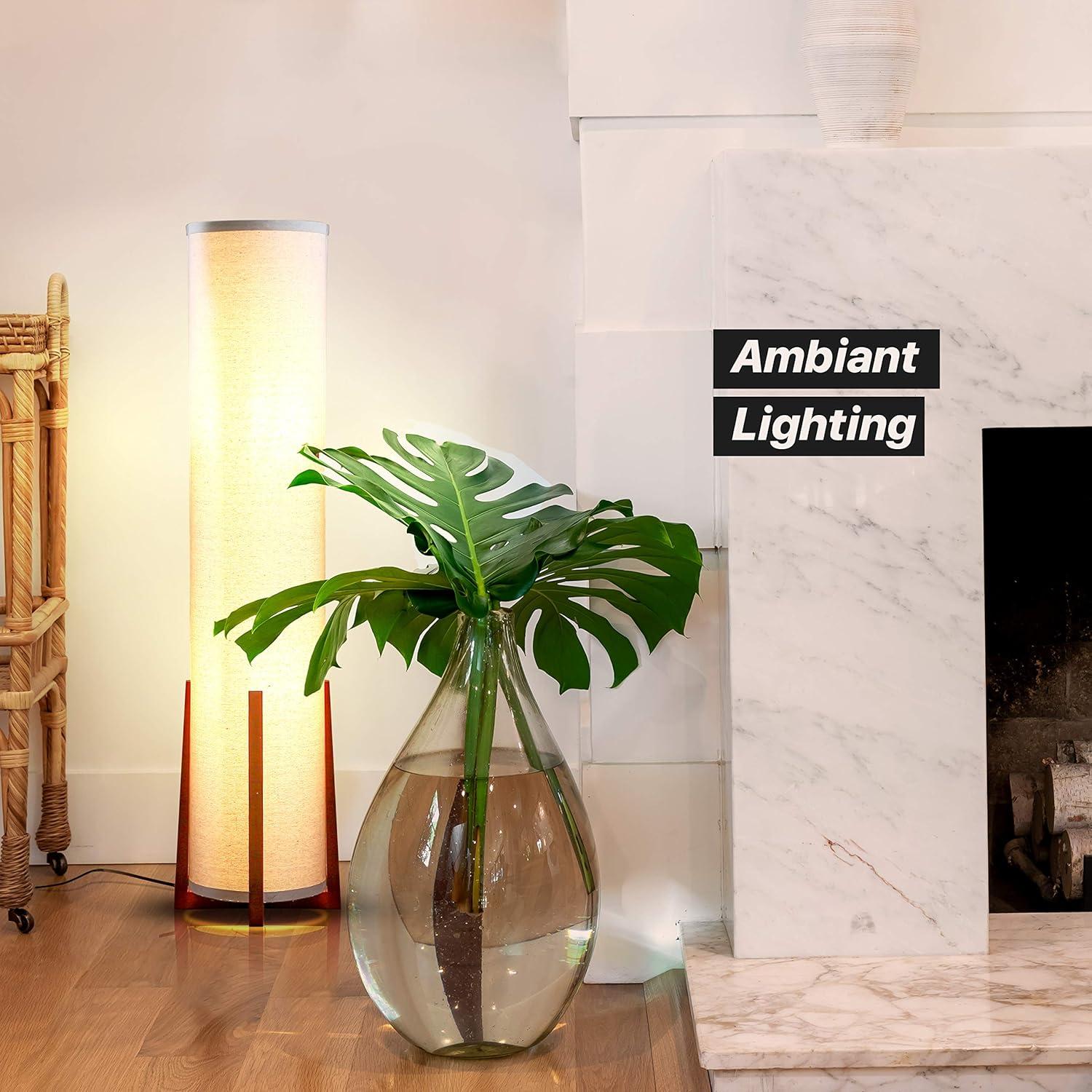 Parker 48 in. Farmhouse 2-Light LED Energy Efficient Floor Lamp with Beige Fabric Cylinder Shade