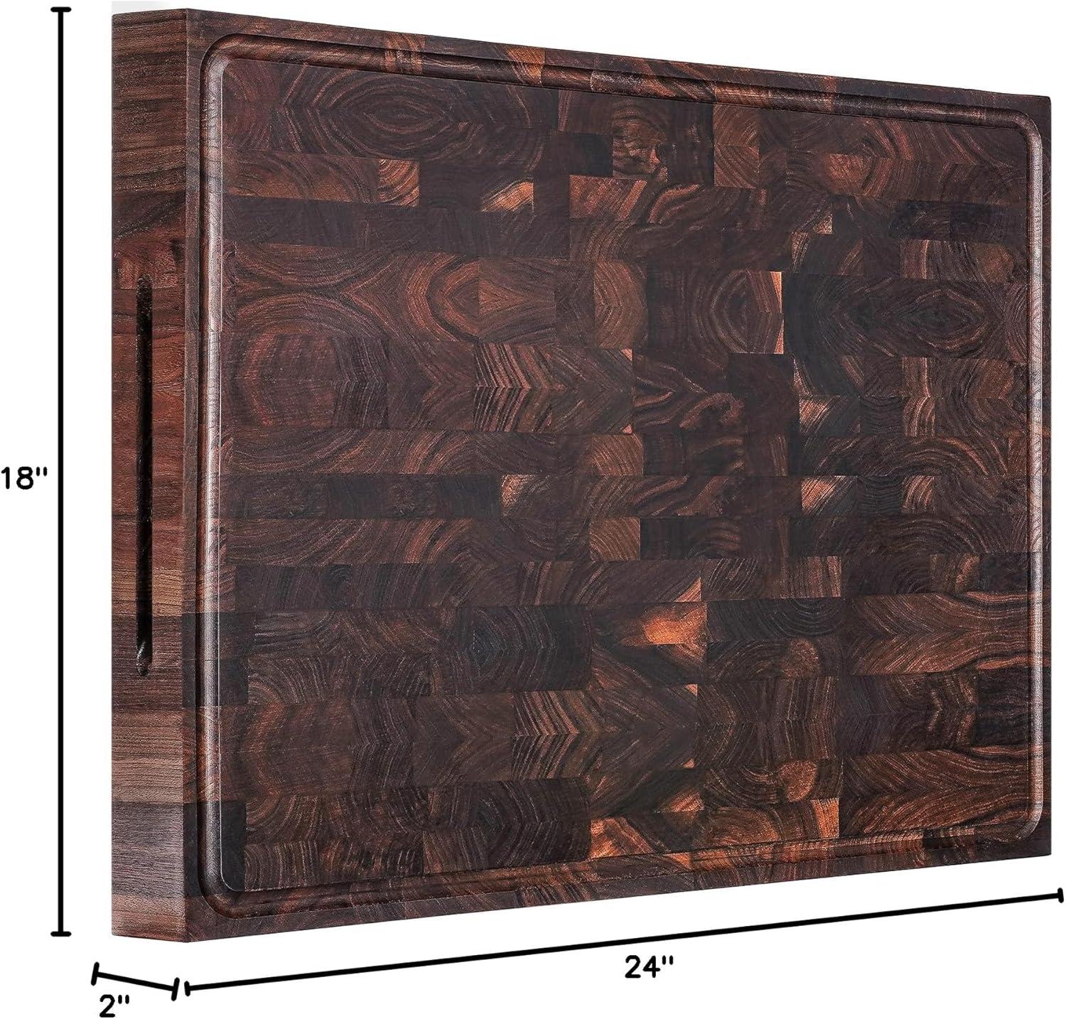 Extra Large Walnut Wood End Grain Chopping Block with Juice Groove