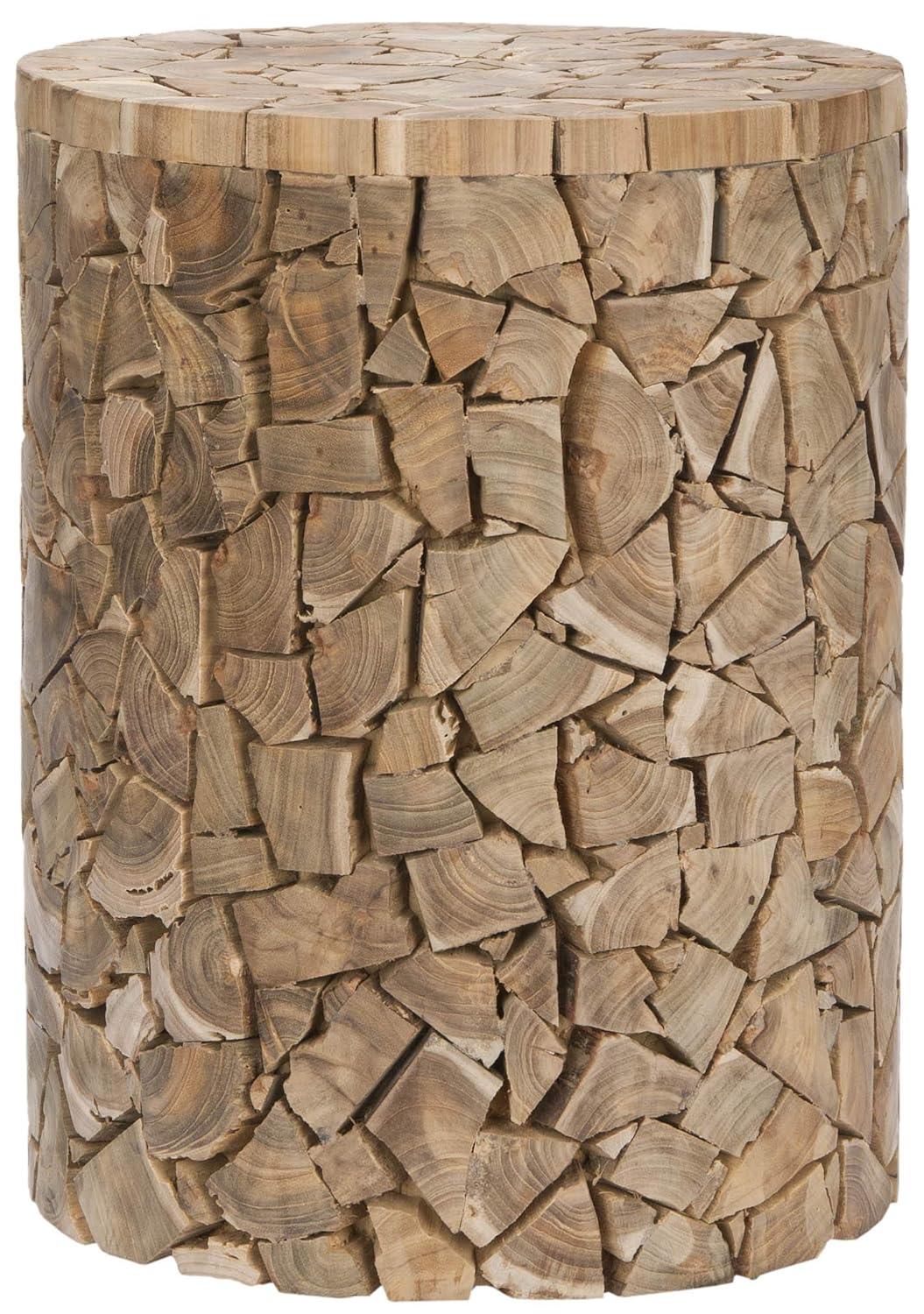 Canyon Round Stool Accent Table - Medium Oak - Safavieh.