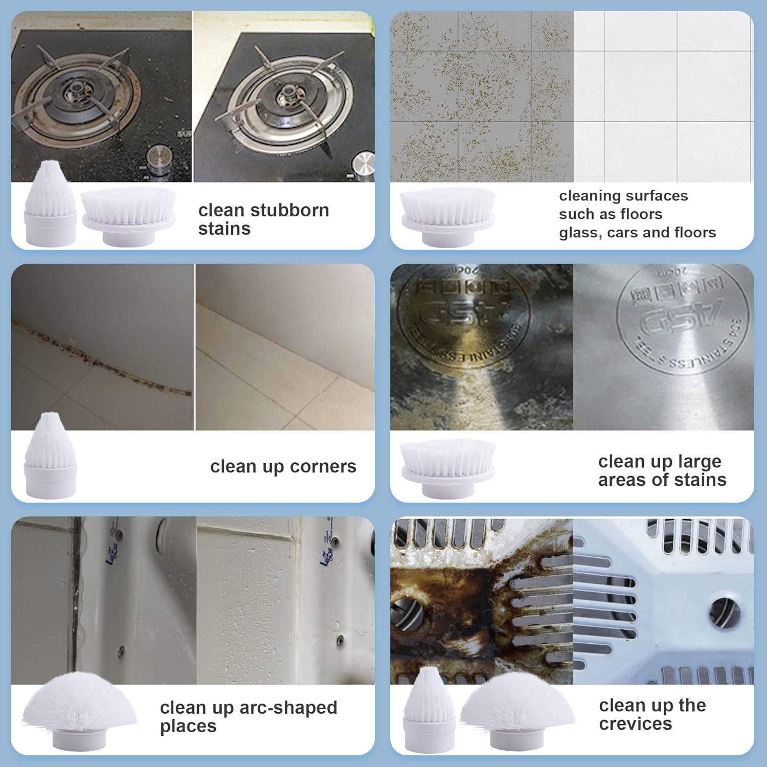 SZFIXEZ Electric Spin Scrubber, Cordless Electric Cleaning Brush for Bathroom Electric Spin Cleaner with 4 Replaceable Shower Cleaning Brush Heads for Wall, Stove, Tile, Bathtub, Toilet, Window