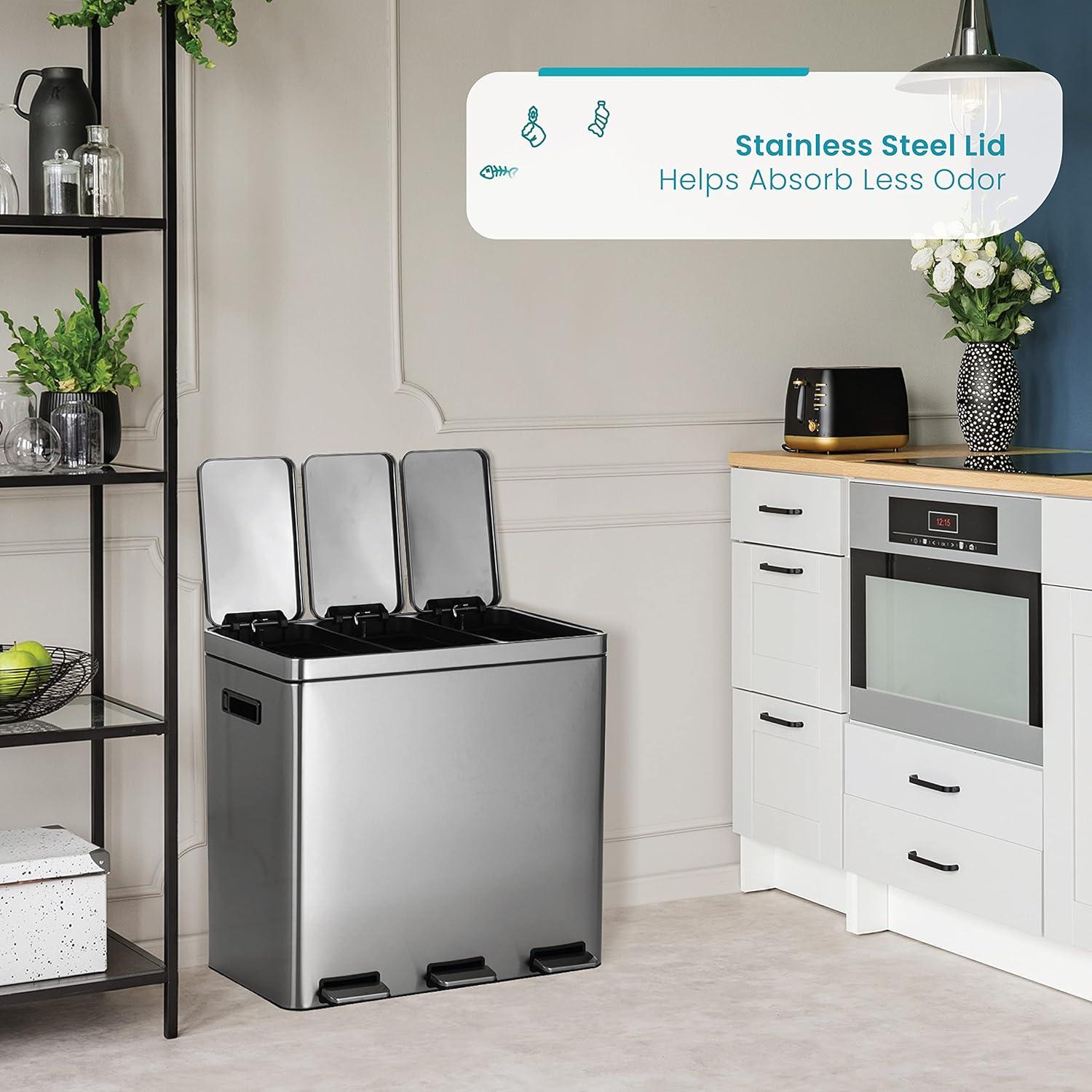 15.9 Gallon Stainless Steel Step On Trash Can