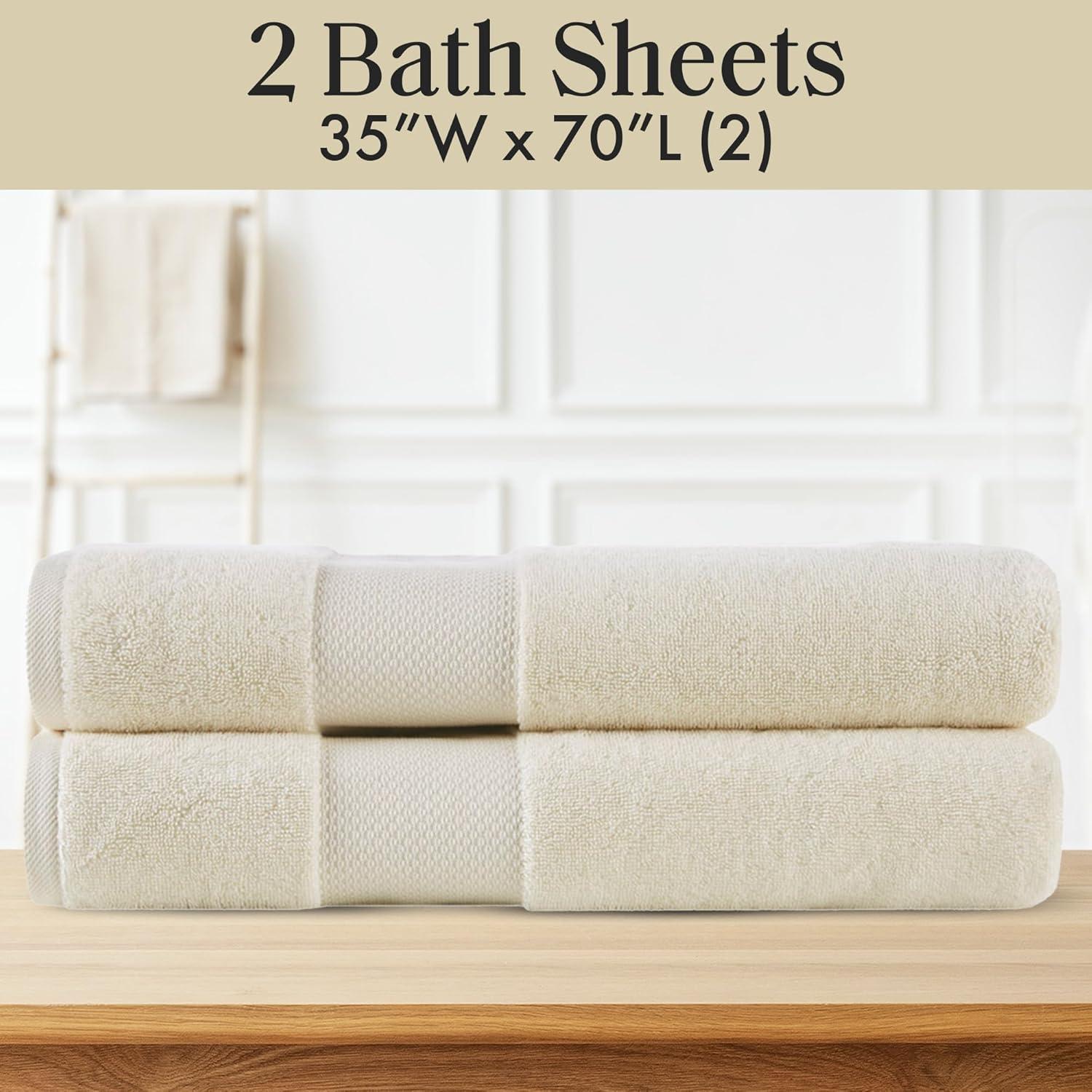 Turkish 100% Cotton Bath Sheet 2 Piece Set (Set of 2)