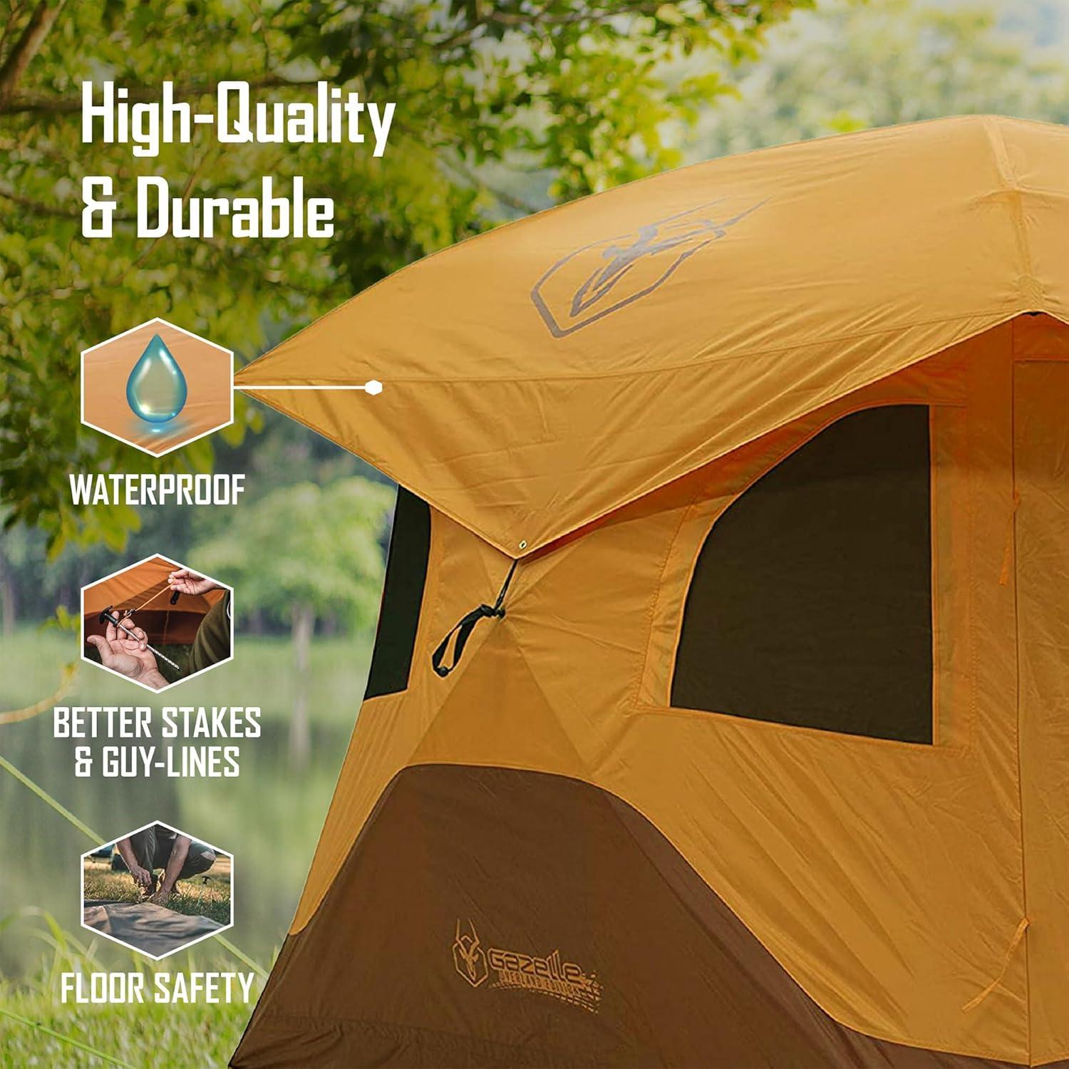 Gazelle Tents™, T4 Portable Hub Tent, Overland Edition, 4-Person, Sunset Orange/Sedona, GT401SS