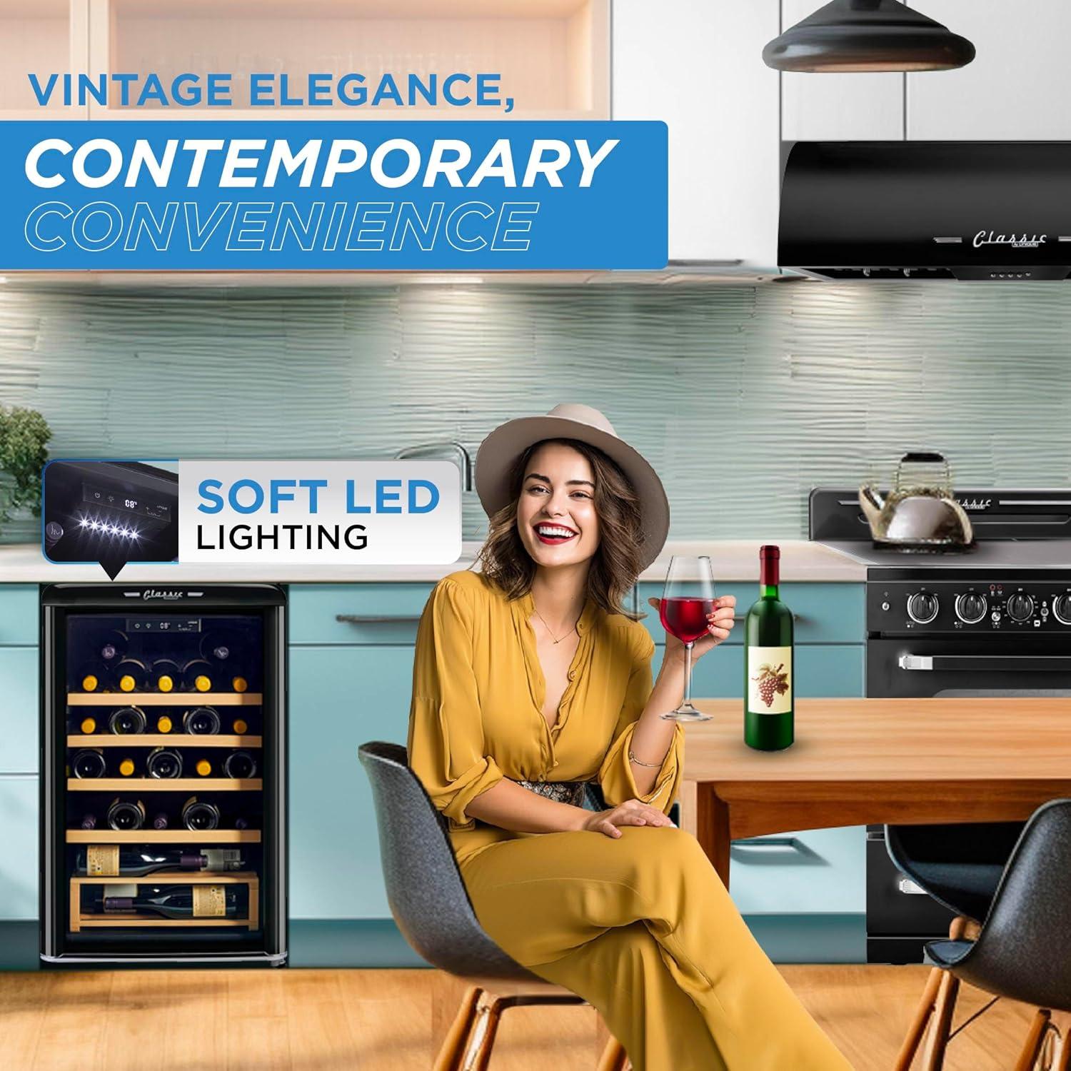 Unique Appliances Ugp-125Cr Wf Classic Retro 24" Wide 28 Bottle Capacity Free Standing