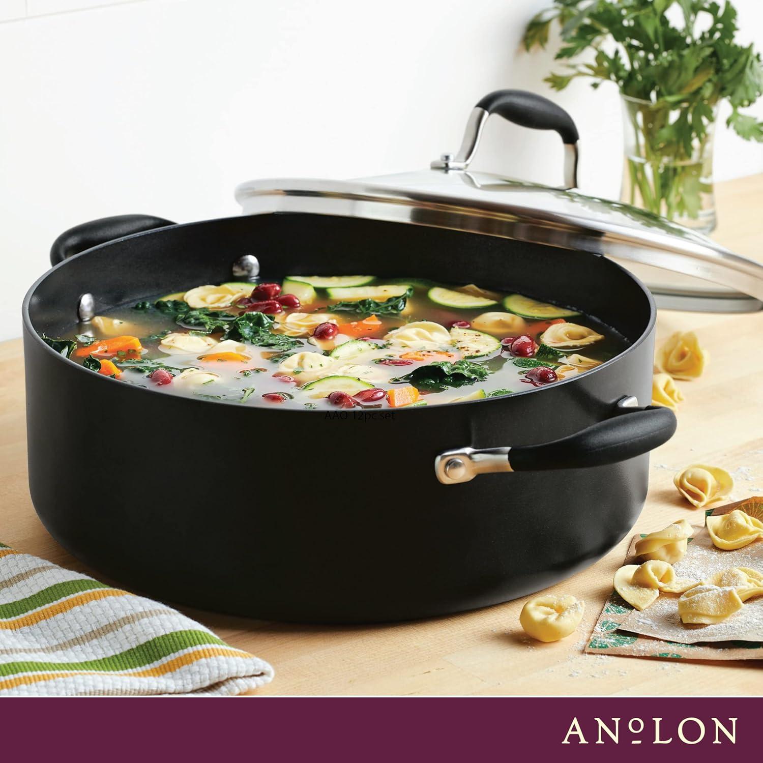 Anolon Advanced Home Hard-Anodized Nonstick Wide Stockpot With Lid, 7.5 Quart