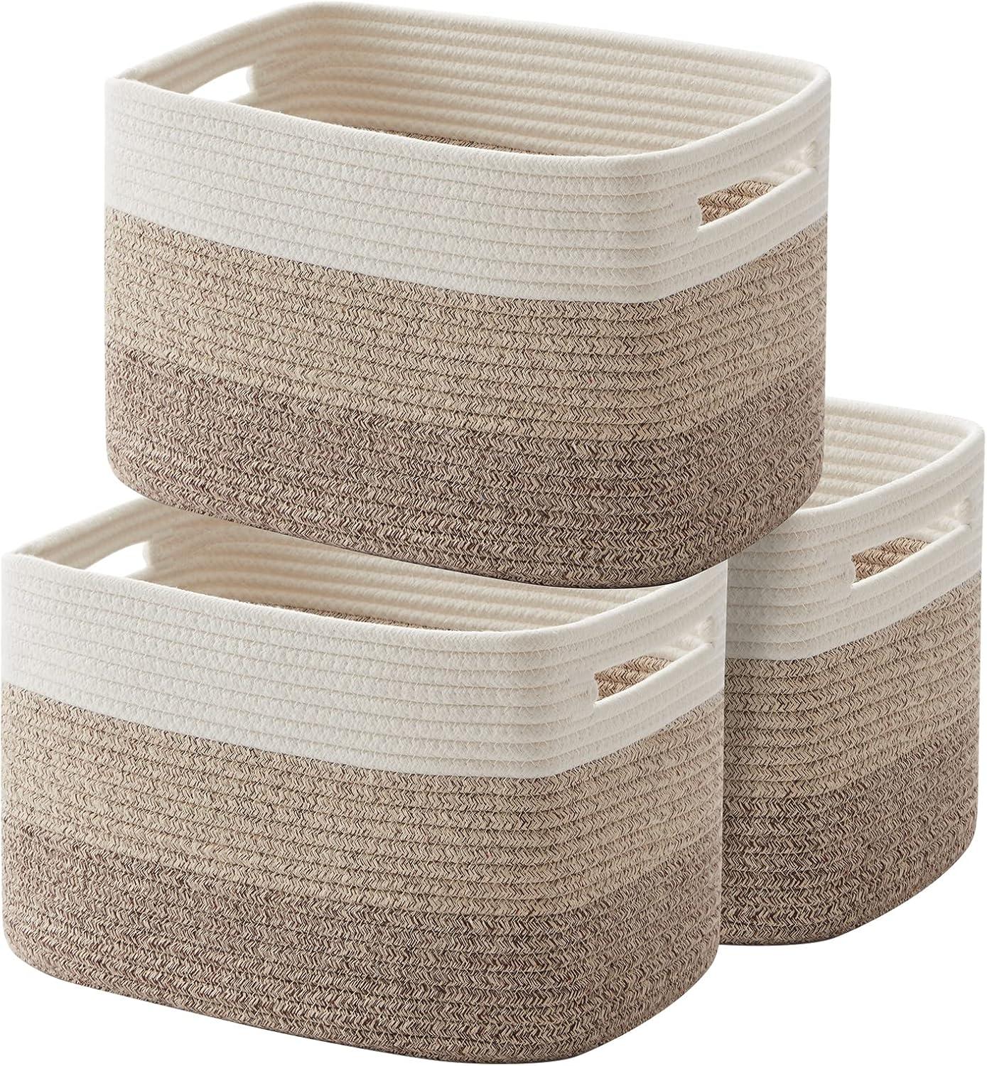 CHERISHGARD Storage Basket, Laundry Basket 3 Pieces, Woven Baskets for Storage for Toys, Towel