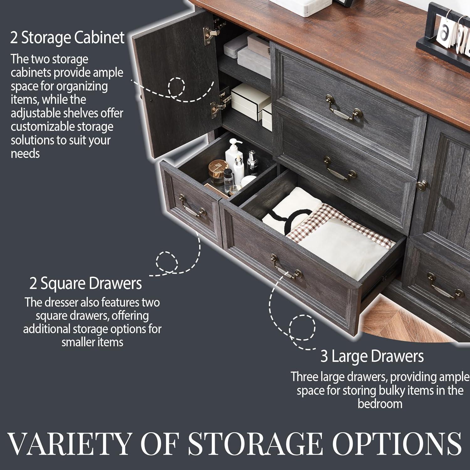 Wildon Home® Caeden 47.5" Wide Farmhouse Dresser for Bedroom, Wood Rustic Storage with 5 Drawer
