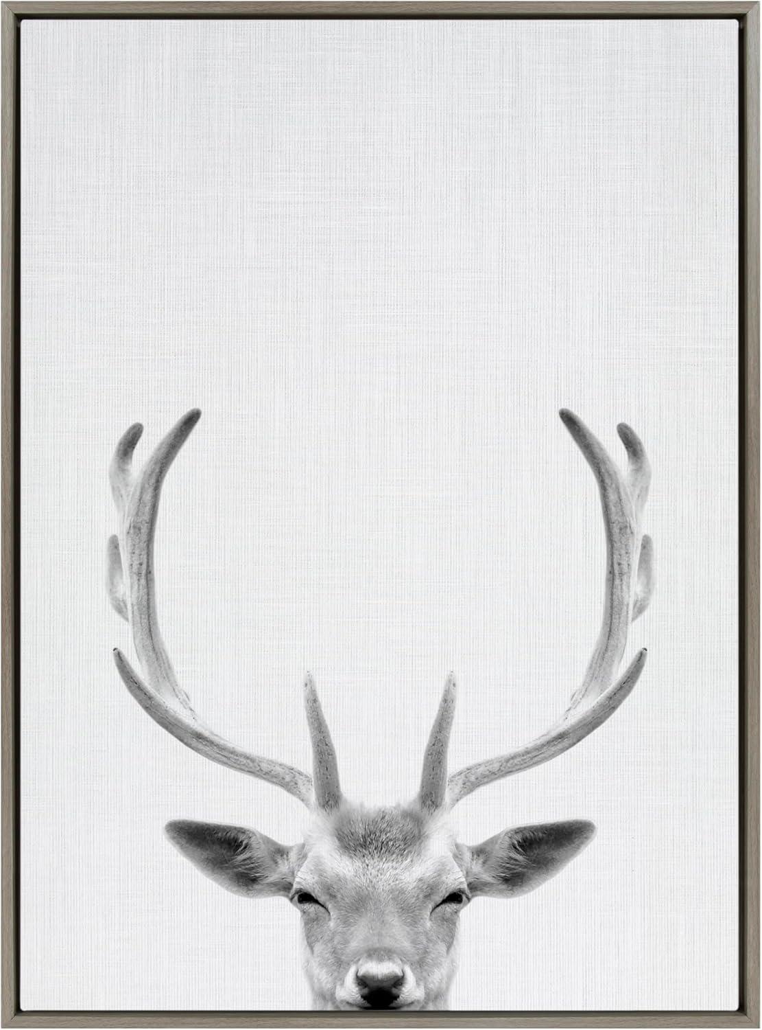 Kate & Laurel All Things Decor Sylvie Deer Framed Canvas Wall Art by Simon Te of Tai Prints