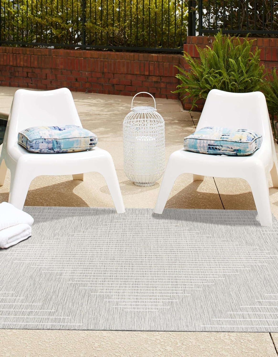 Unique Loom Outdoor Modern Tambor Lines Woven Area Rug