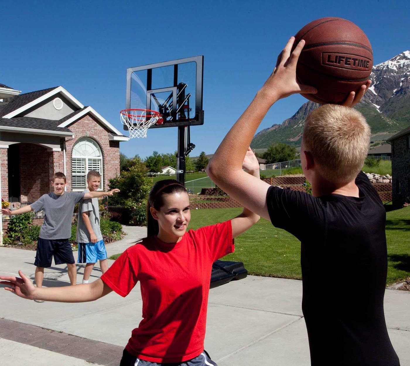 Lifetime Height Adjustable Outdoor 52" Steel Portable Full-Size Basketball Hop