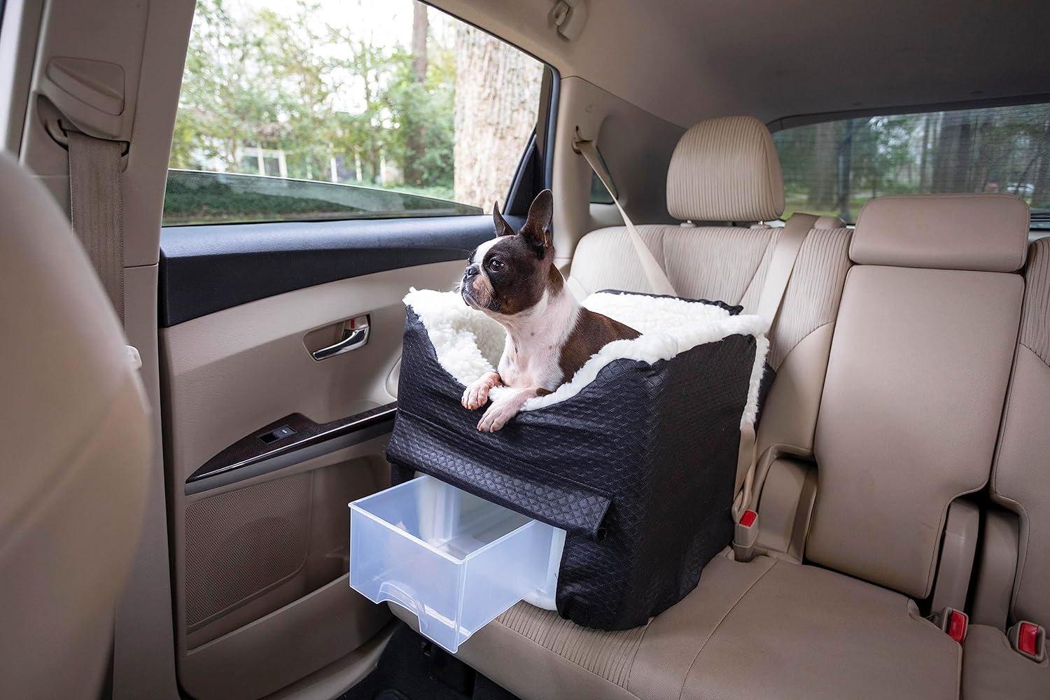 Small Black Diamond Dog Car Seat with Sherpa Lining