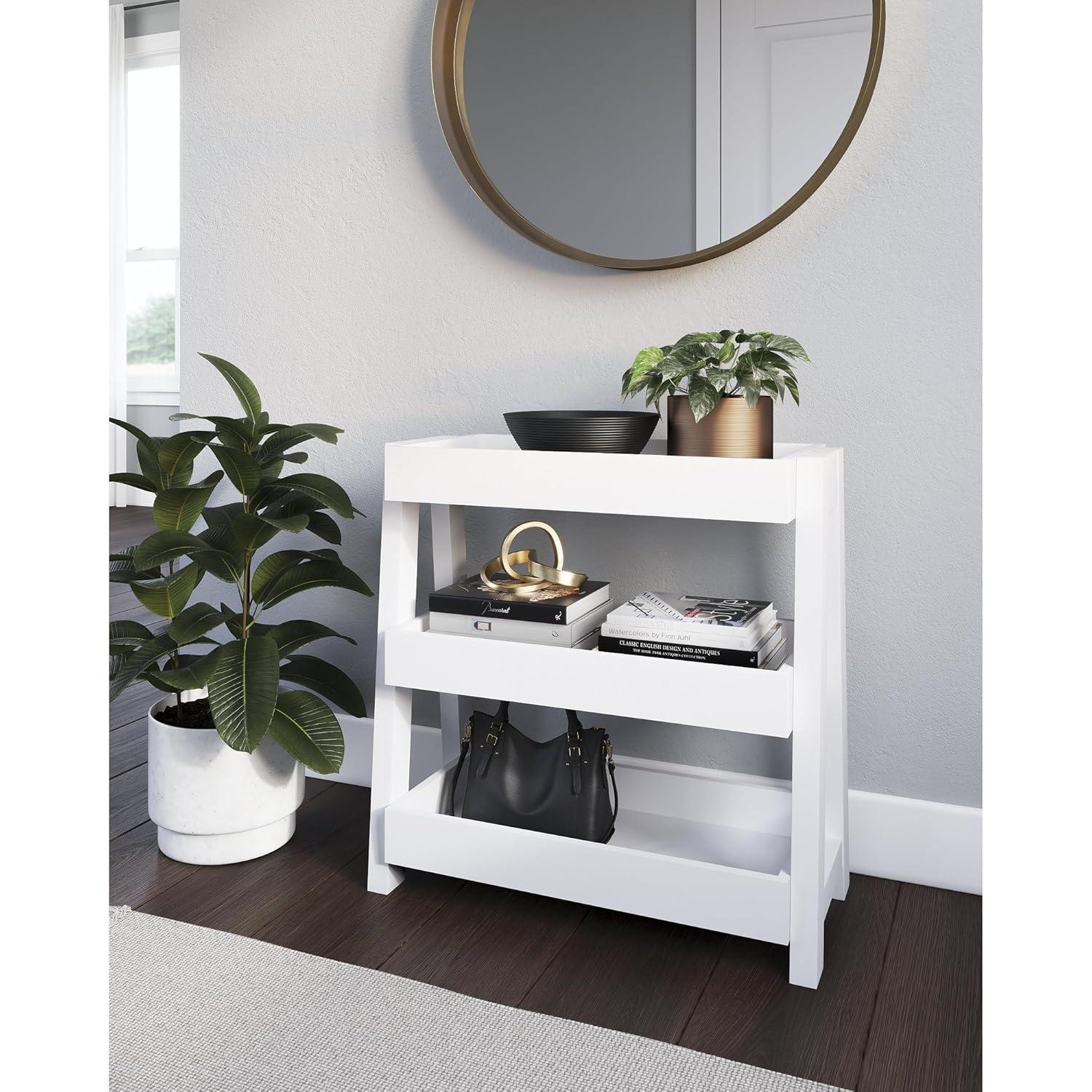 Accent Table with 3 Tier Tray Design Shelves White - Saltoro Sherpi