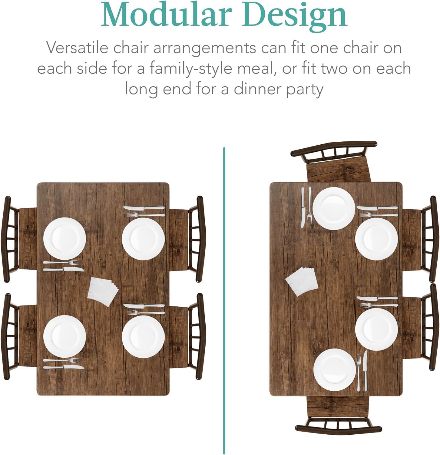 Best Choice Products 5-Piece Indoor Modern Metal Wood Rectangular Dining Table Furniture Set w/ 4 Chairs - Drift Brown