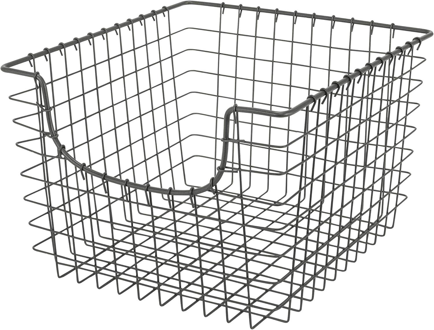 Rustic Chic Industrial Gray Rectangular Wire Storage Basket