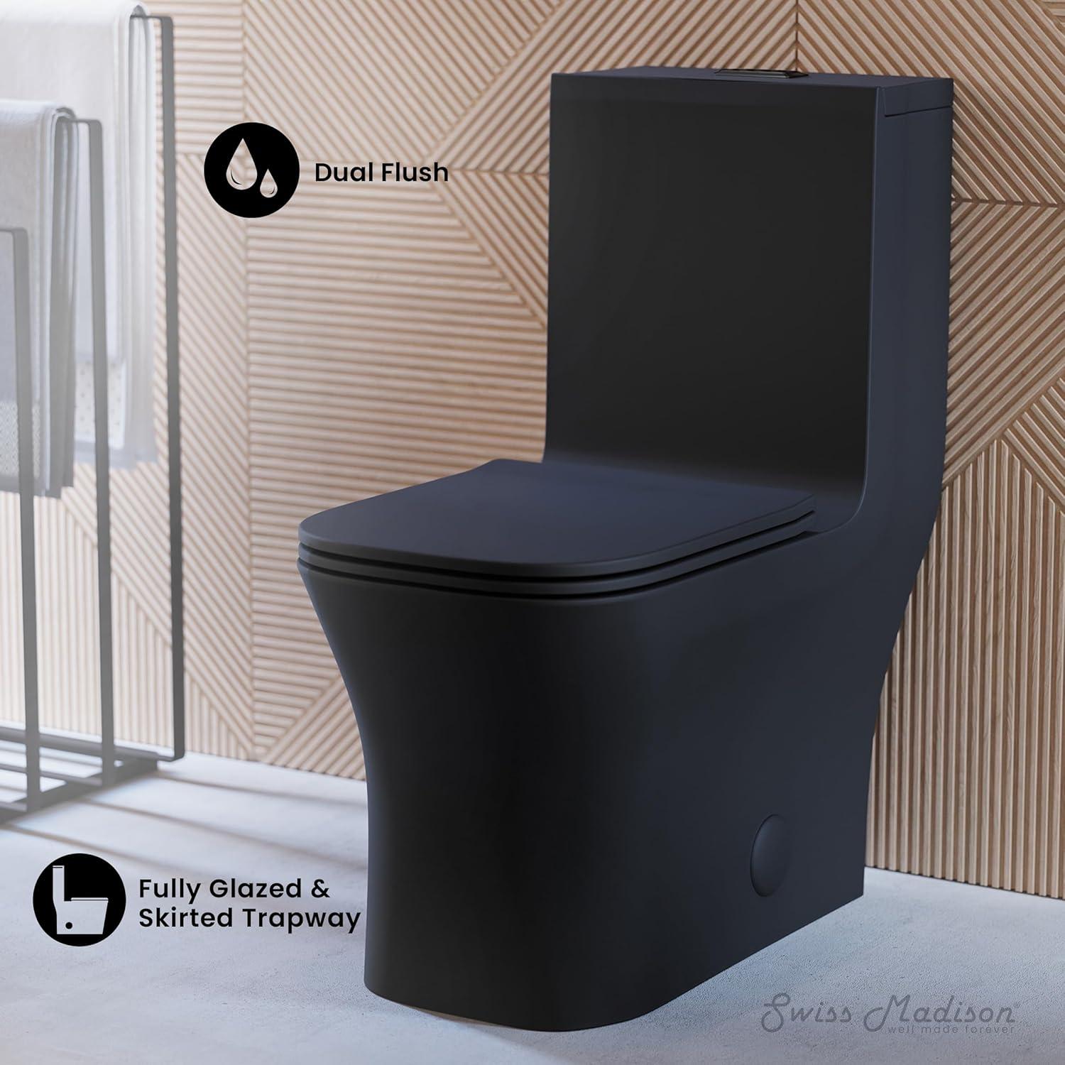 Concorde One Piece Square Toilet Dual Flush, Brushed Gold Hardware 1.1/1.6 gpf