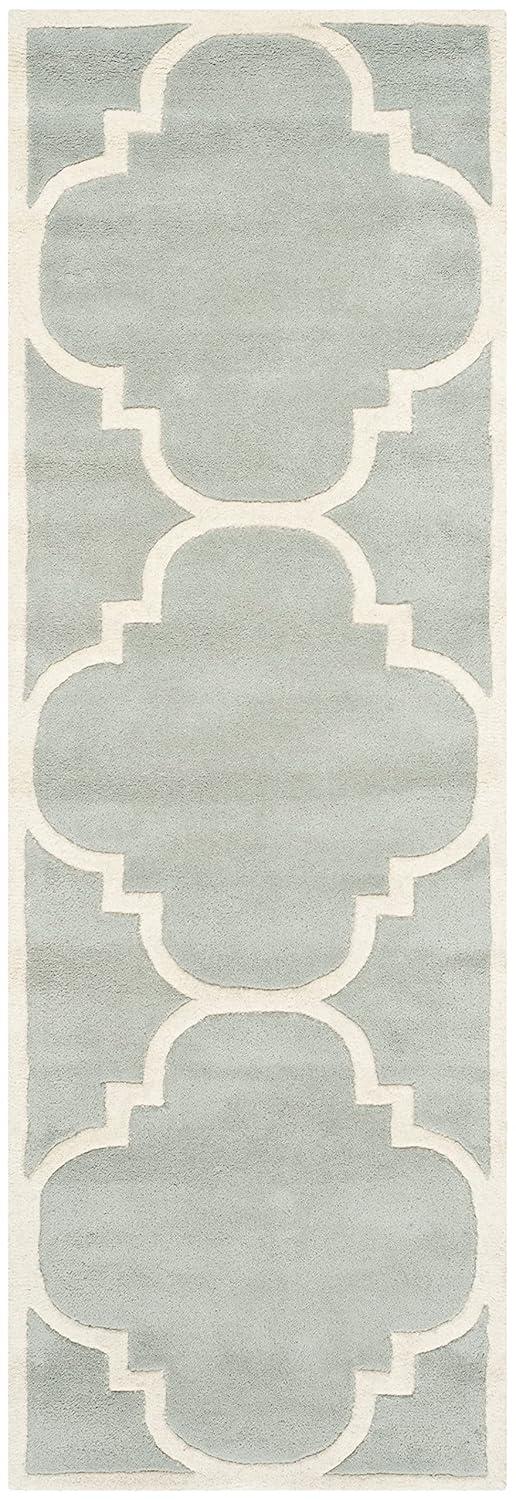 Gray Hand-Tufted Wool Non-Slip Rug, 2'-3" x 13'