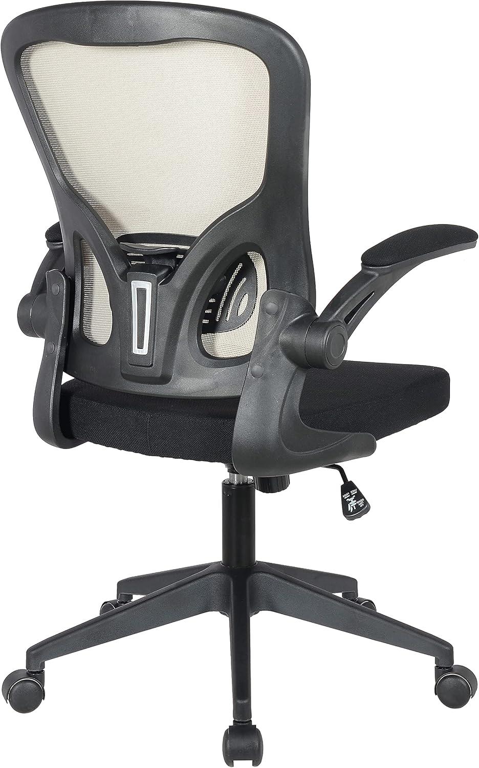 LeisureMod Newton Modern Adjustable Height Mesh Swivel Office Chair With Flip Up Armrests