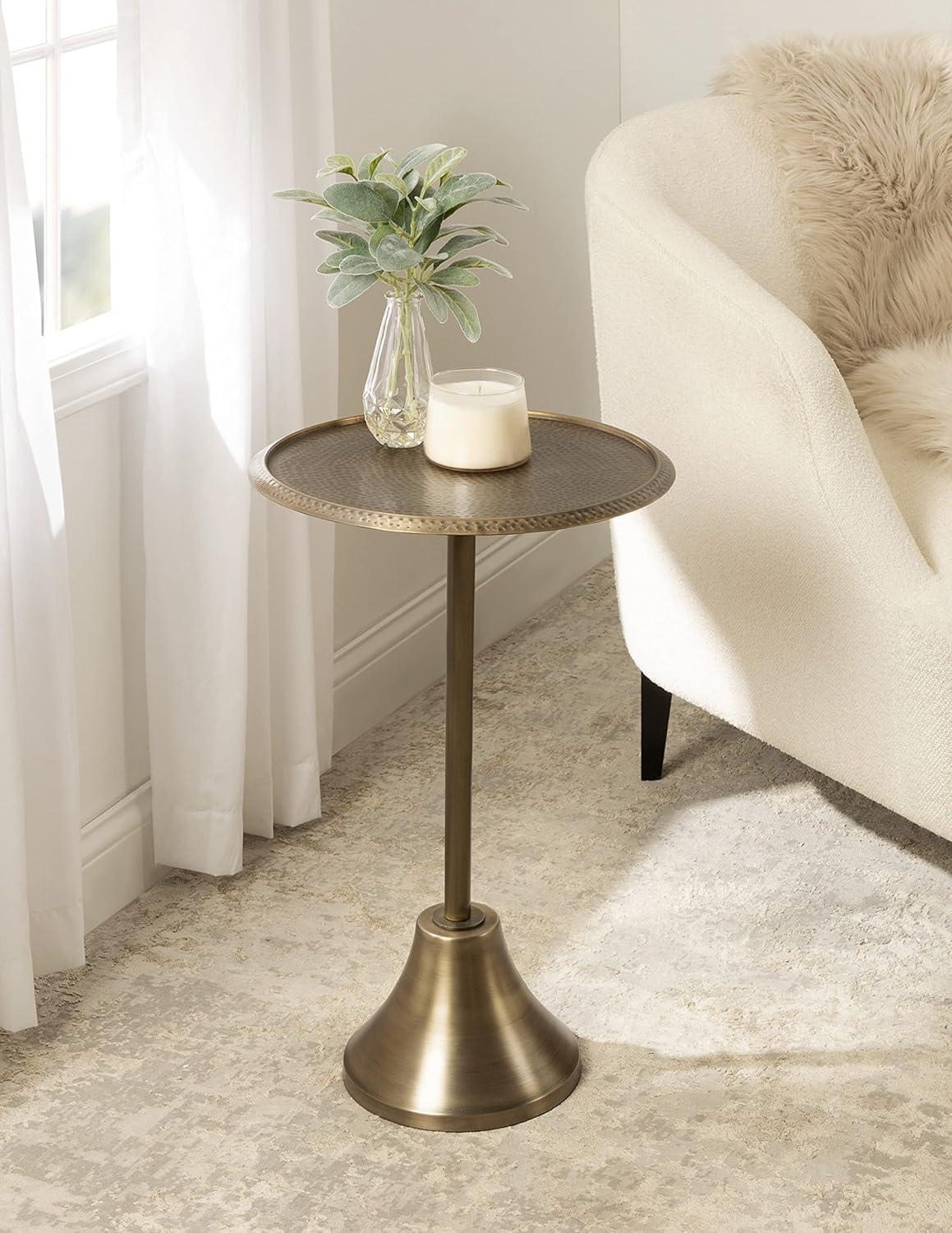 Kate and Laurel Sanzo Round Metal Side Table, 15x15x24, Gold