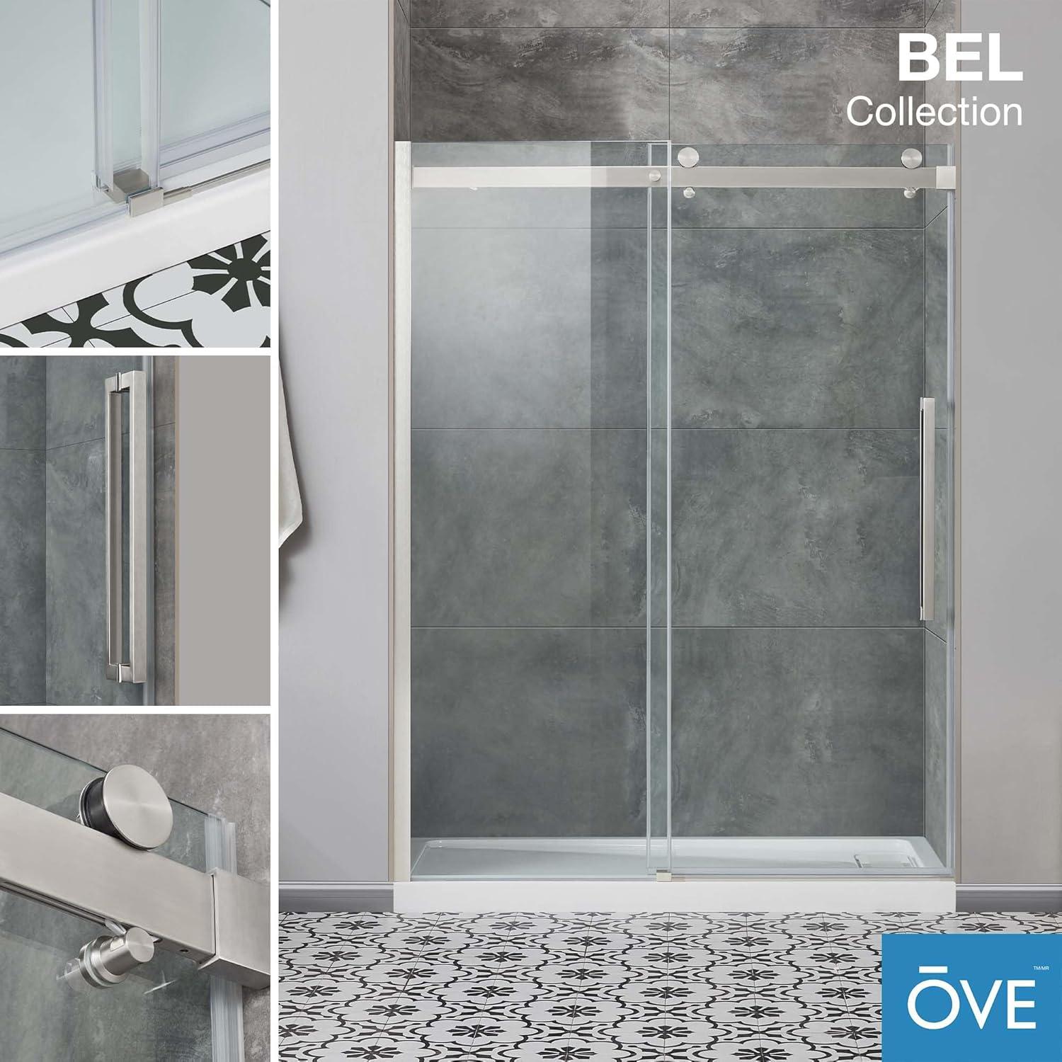 OVE Decors Bel Soft Close Gold 58-in to 60-in x 78.75-in Frameless Sliding Soft Close Shower Door