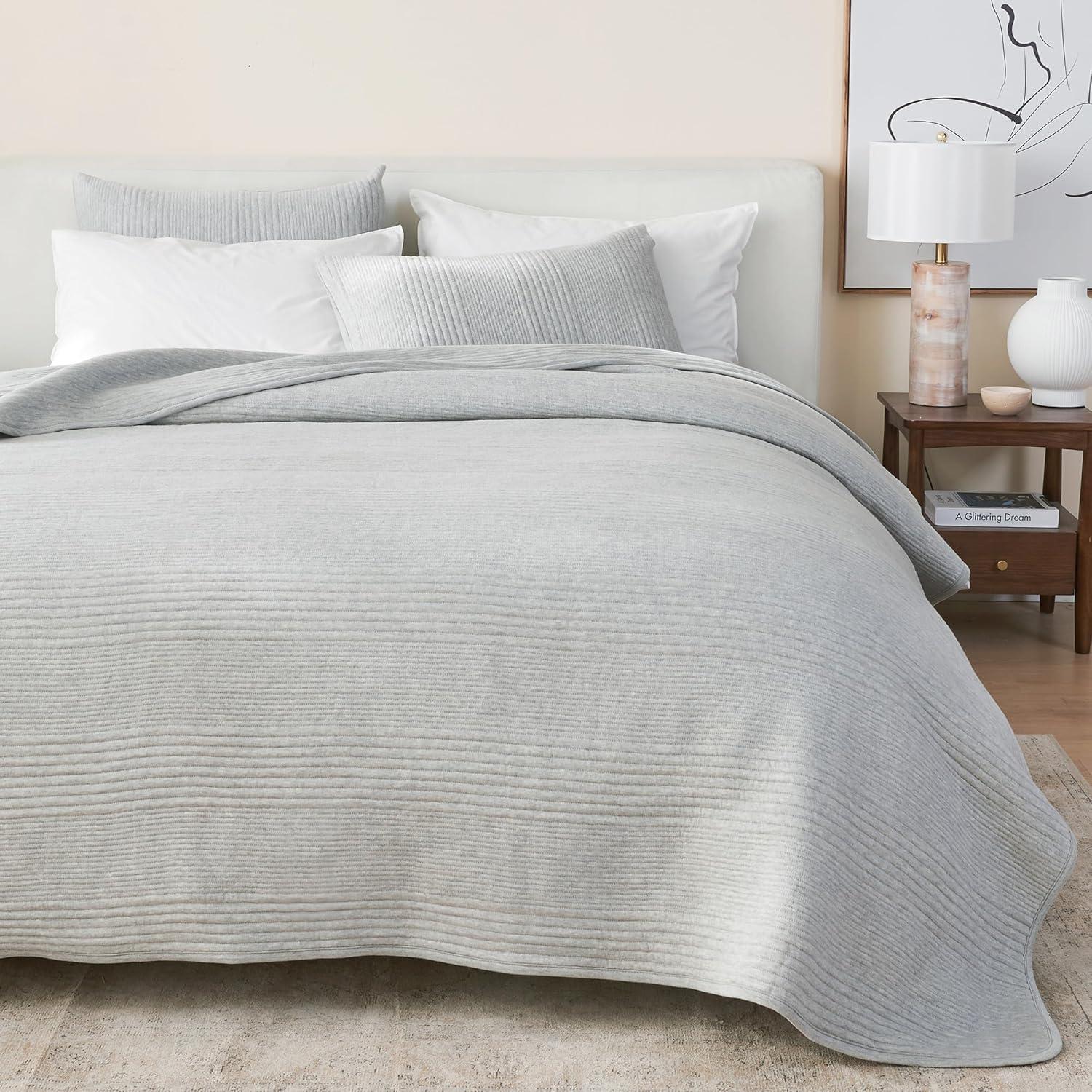 FreshFolds Jersey Cotton Blend Stitched Quilt Set with Shams