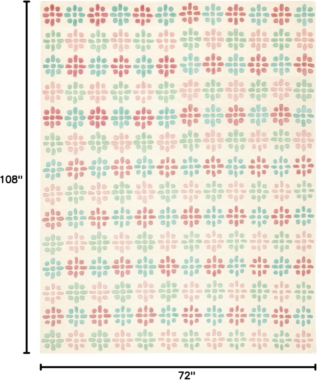 SAFAVIEH Soho Daisy Geometric Wool Area Rug, Ivory/Multi, 6' x 9'