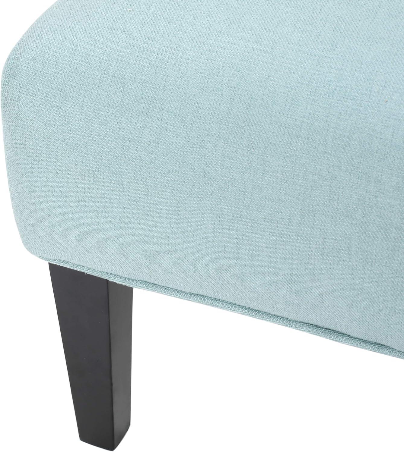 Light Blue Fabric Accent Chair with Rubberwood Legs