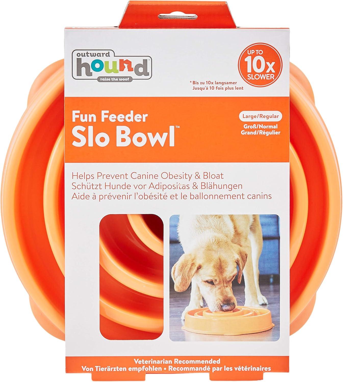 Large Orange Slow Feeder Dog Bowl with Maze Design