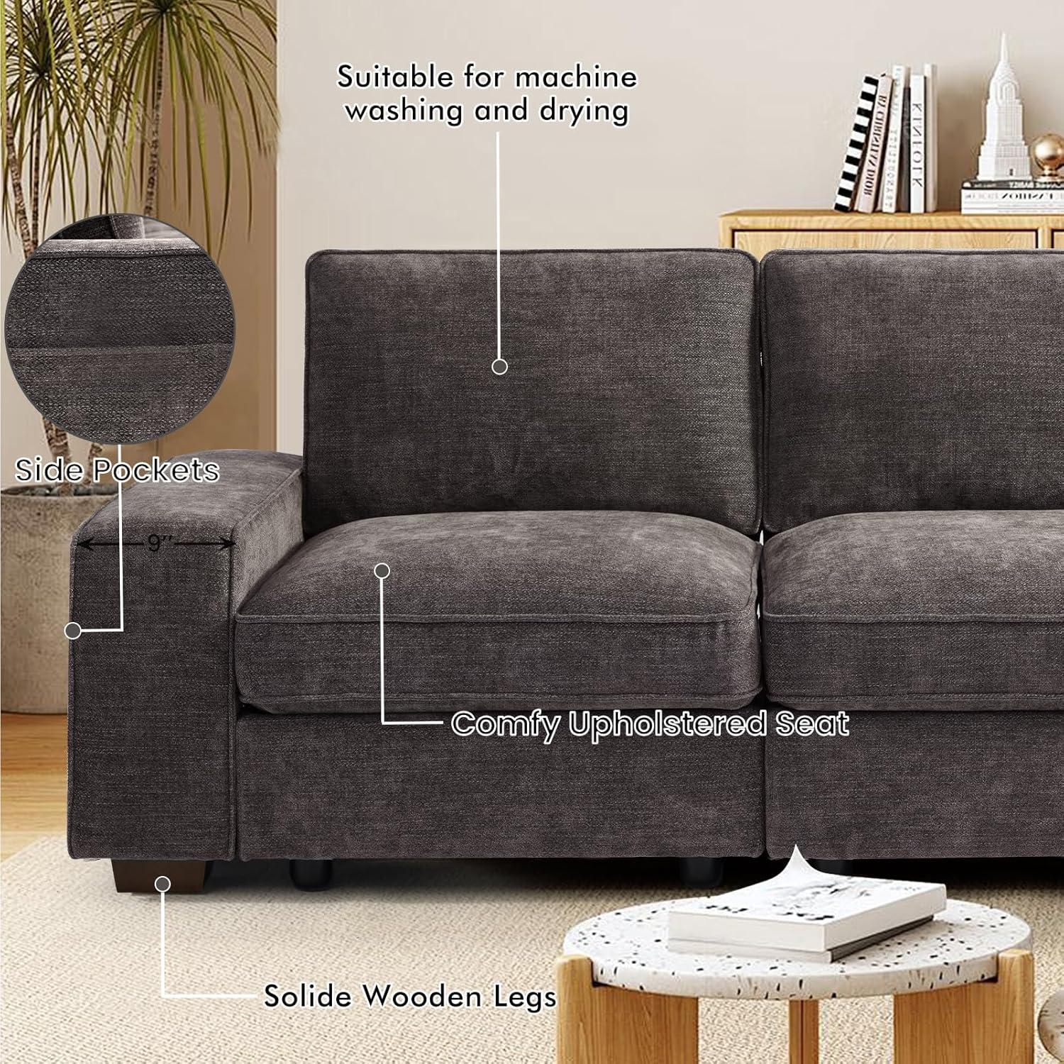 Latitude Run® Modern Modular Chenille Sectional Sofa With Storage Space And Detachable Cover