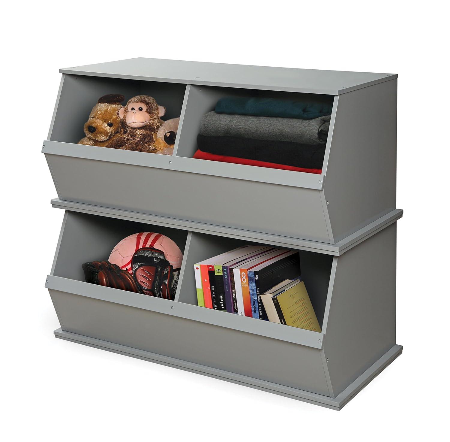 Badger Basket Two Bin Stackable Storage Cubby - Gray