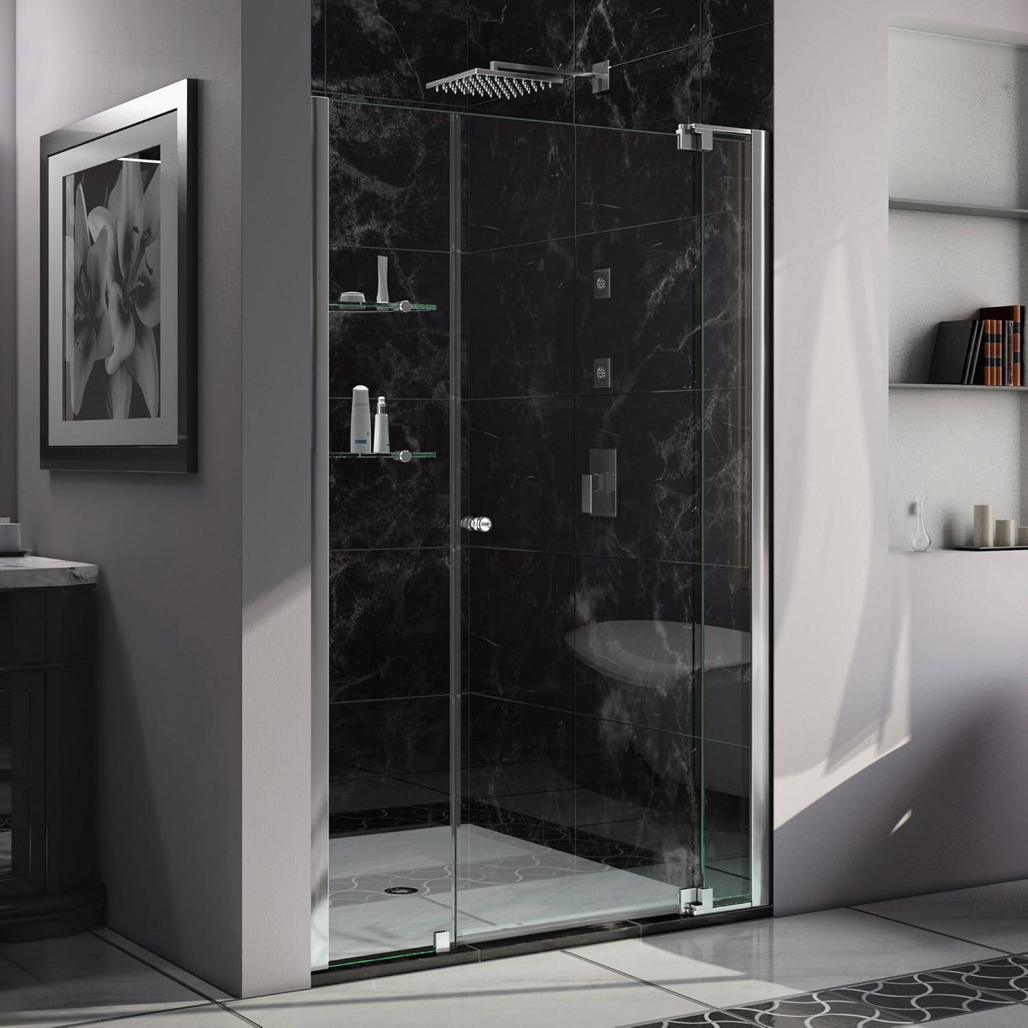 Allure 60" Frameless Chrome Pivot Shower Door with Clear Glass