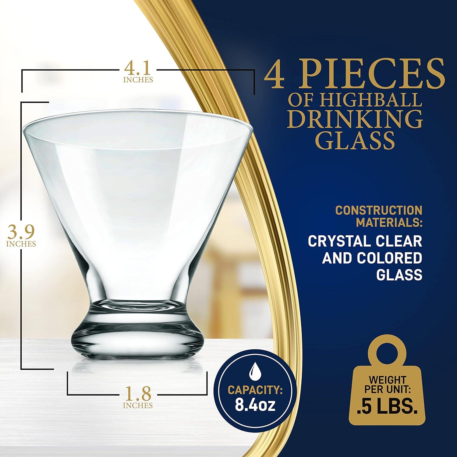 NutriChef 4 Pcs. of Crystal-Clear Whiskey Glasses - Ultra Clear, Elegant Clear Whiskey Glasses, Hand Blown