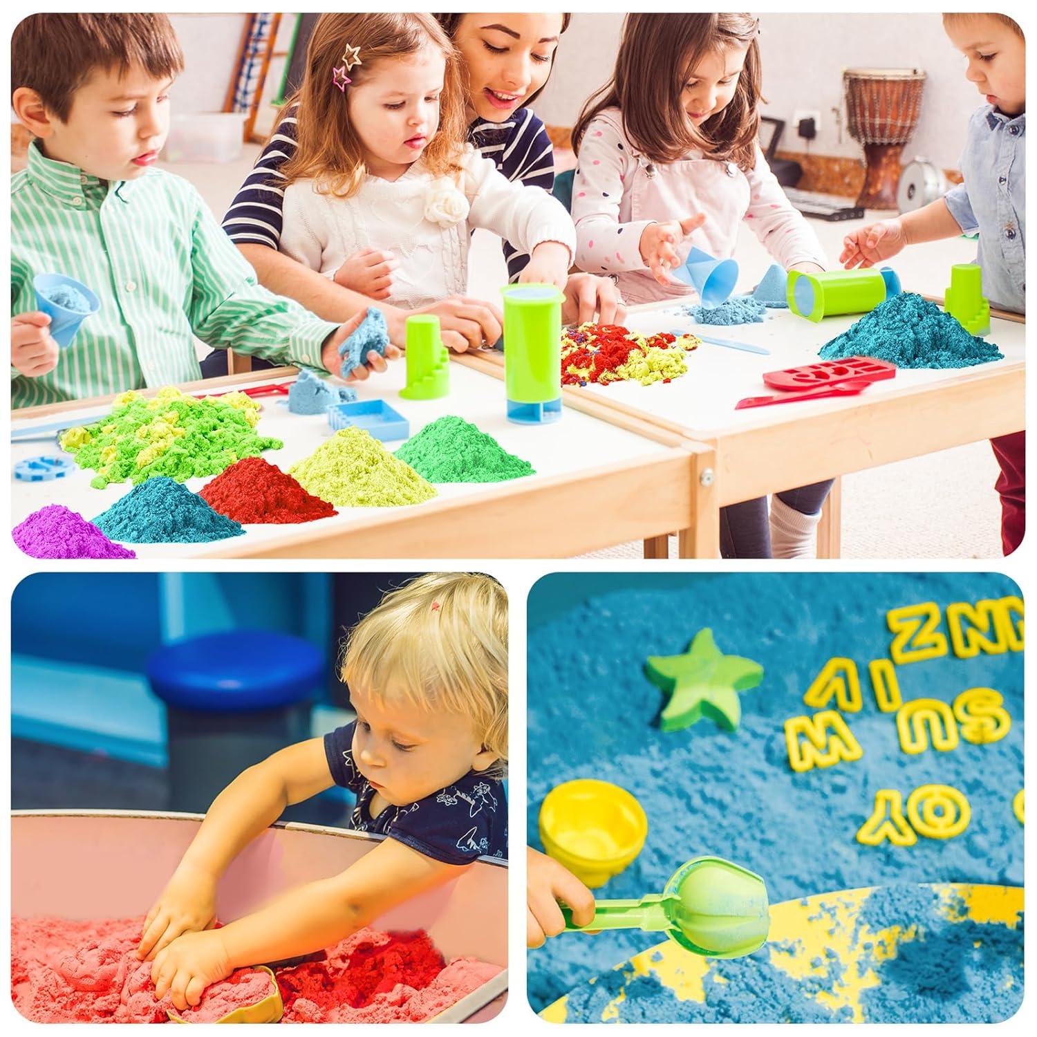 NiToy FlexiSand 11lbs Play Sand, Moldable Self-Sticking, Never Dries Out - Fun for Kids Bulk Refill for Sensory Sand Box Toys, Ideal for Shaping, Squeezing, Scooping, Rolling and Molding (5 Colored)
