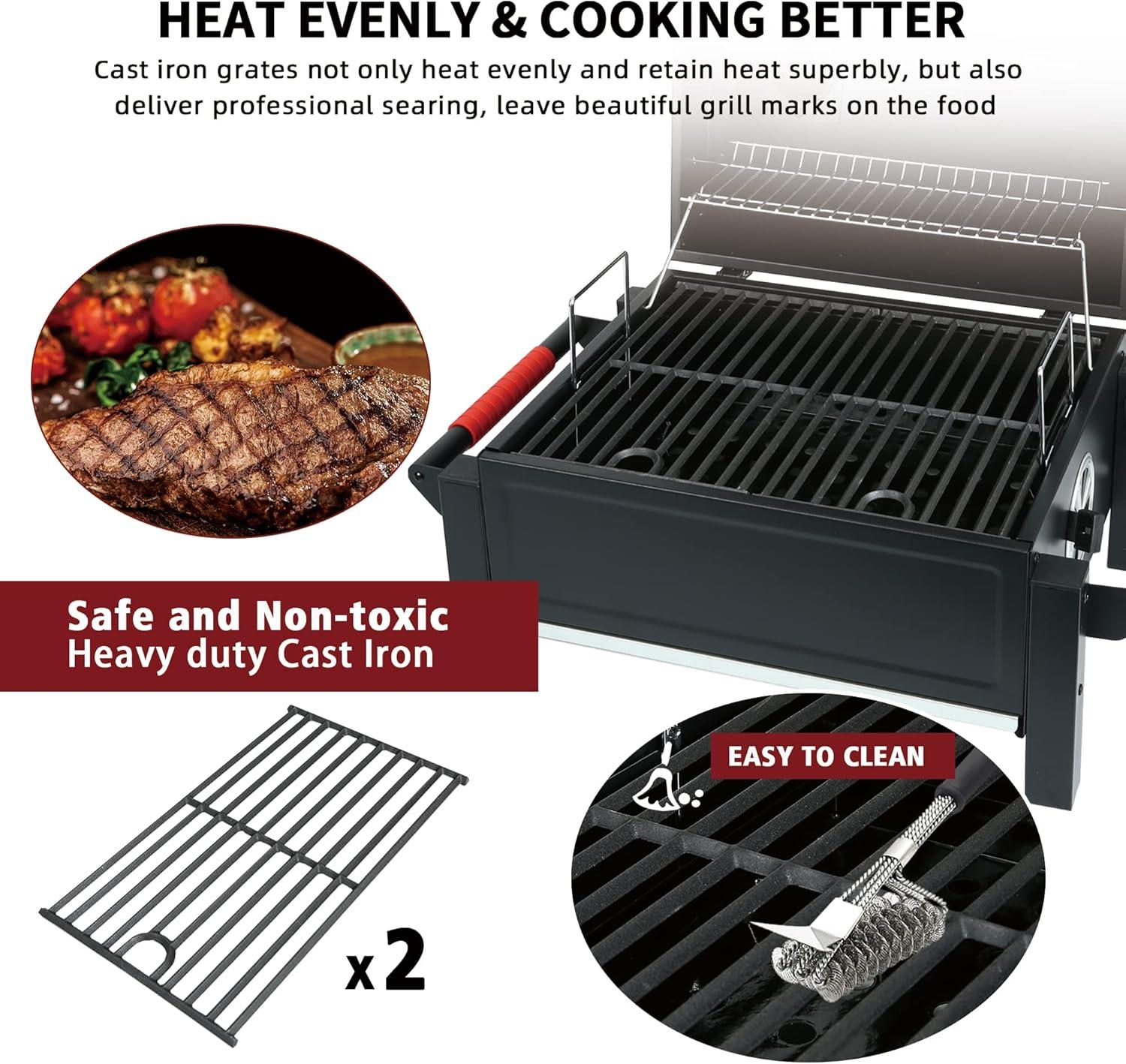 Feasto Outdoor Cooking Series 26.8" W Portable Charcoal Grill with Cast Iron Grate