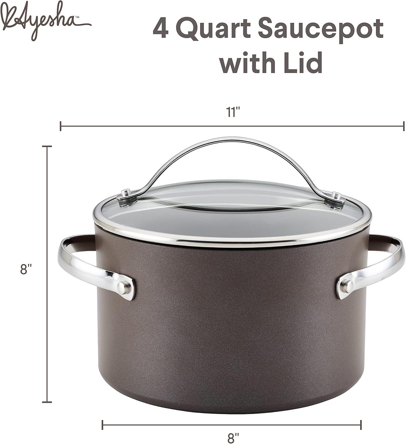 Ayesha Curry Ayesha Curry Professional Hard Anodized Collection Nonstick Stockpot Saucepot with Lid, Charcoal
