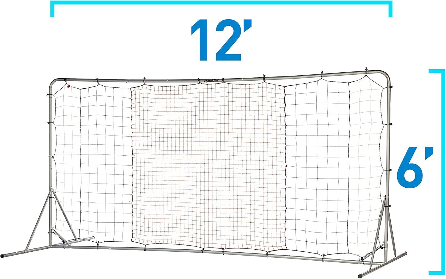 Franklin Sports Soccer Rebounder - Tournament Steel Rebounding Net -  Training - 12'x6' - Silver