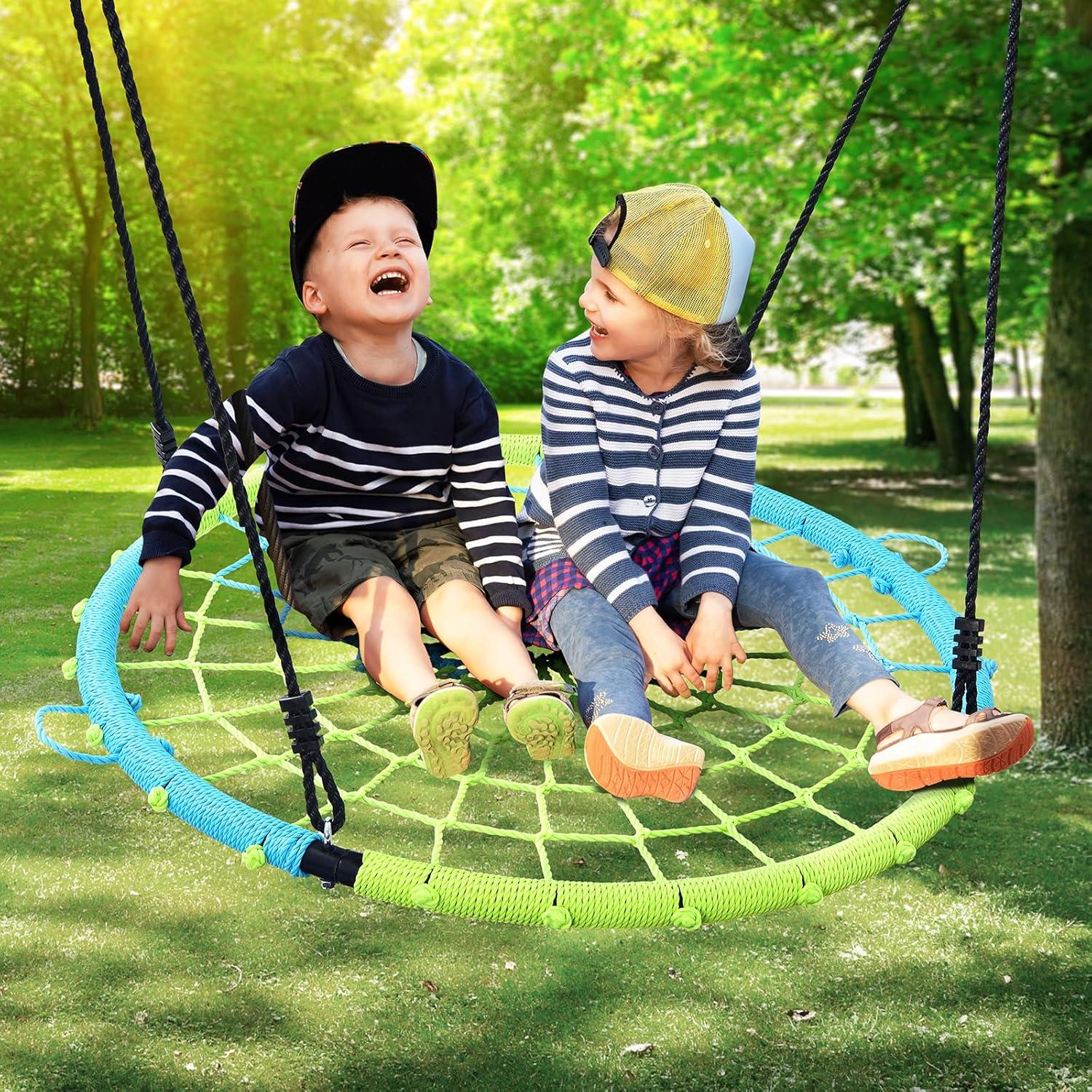 Trekassy 750lb Spider Web Swing 40" Saucer Tree Swing with Straps for Kids Outdoor Playground