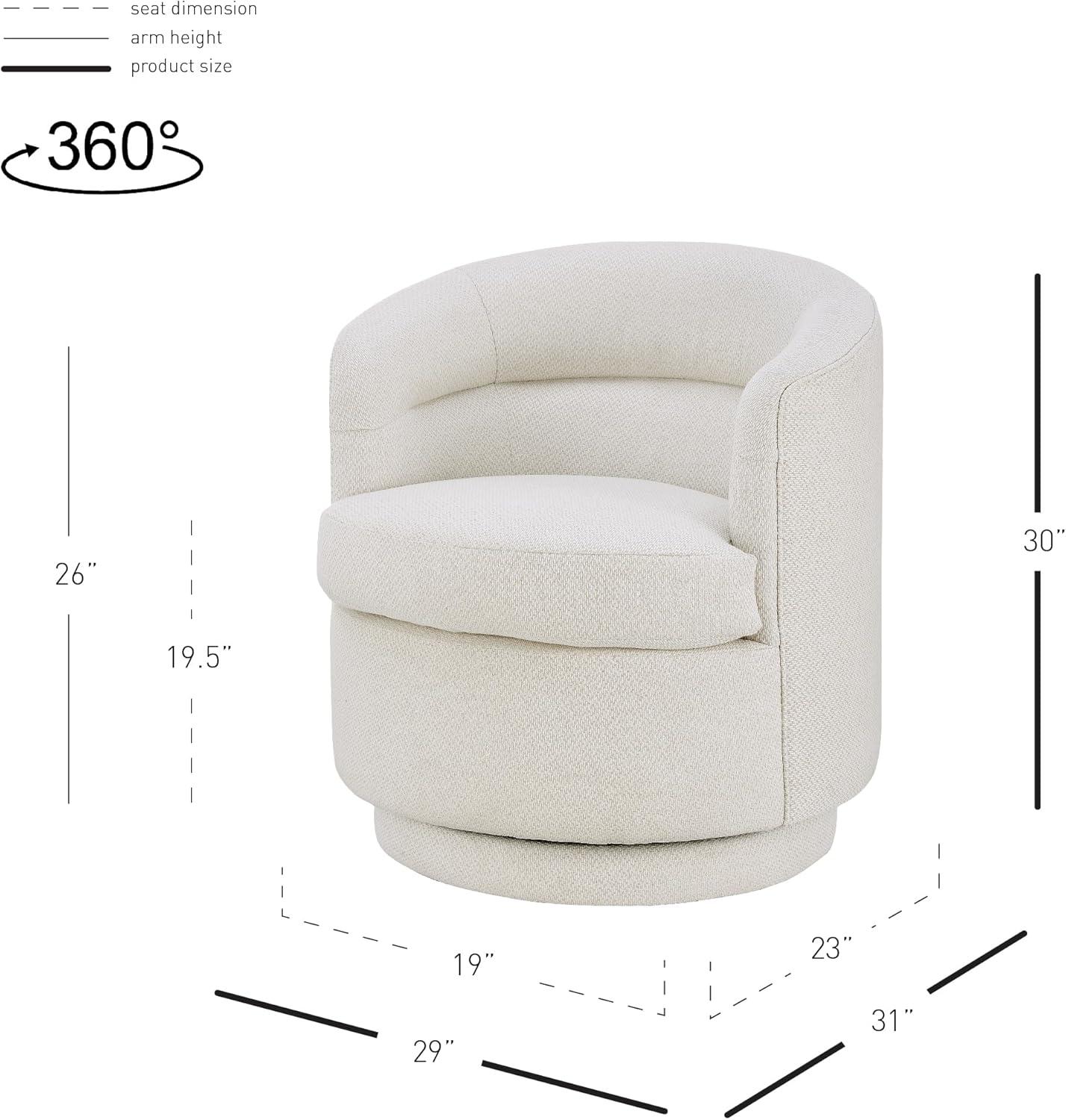 New Pacific Direct Rachel Modern Fabric Swivel Accent Arm Chair in Cardiff Cream