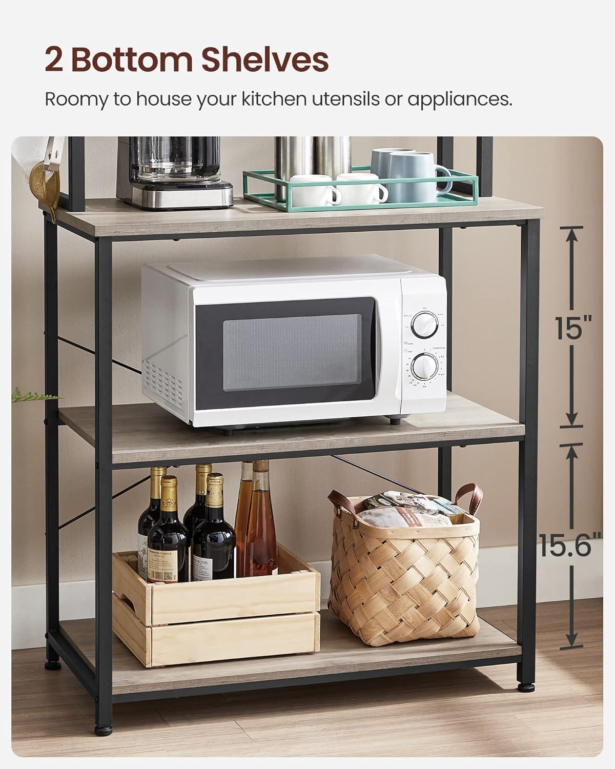 Greige and Black Adjustable 6-Tier Industrial Kitchen Rack