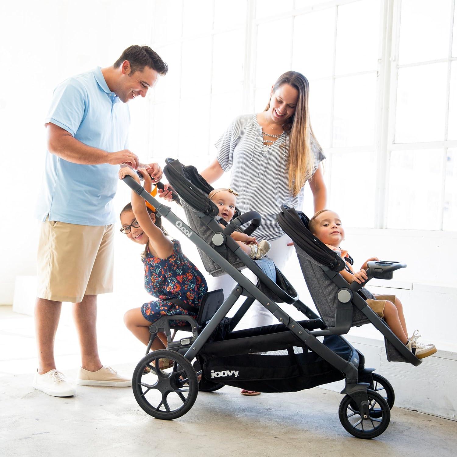Joovy Qool Convertible Modular Single Double Triple Stroller - Gray