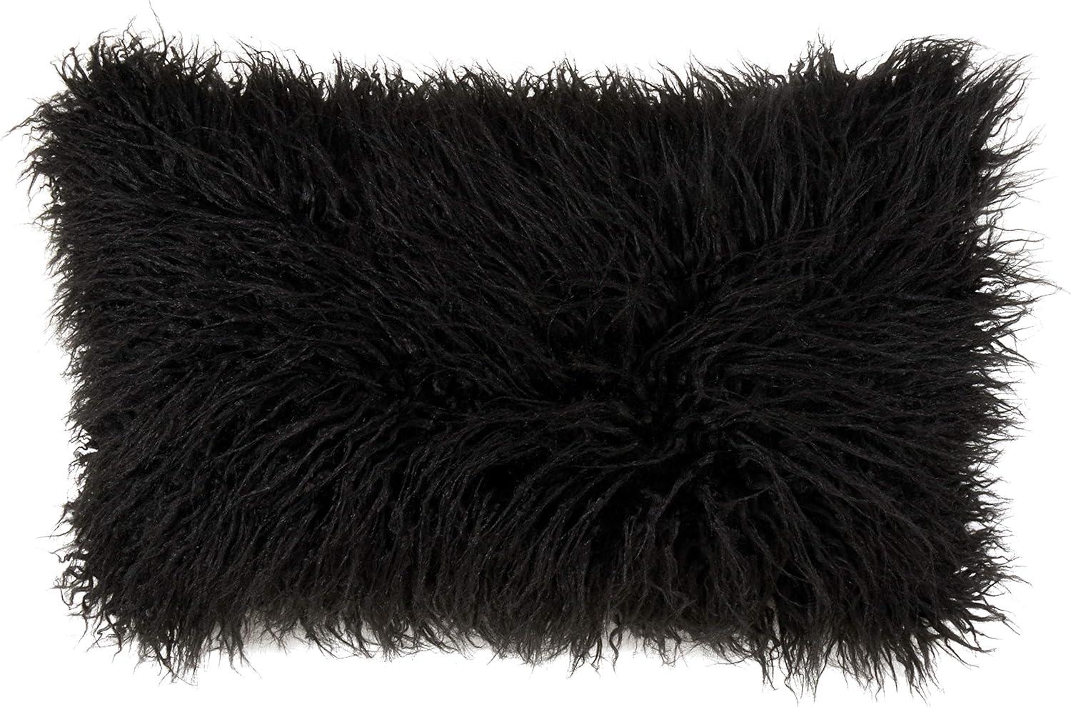 Poly Filled Faux Mongolian Fur Throw Pillow - Saro Lifestyle