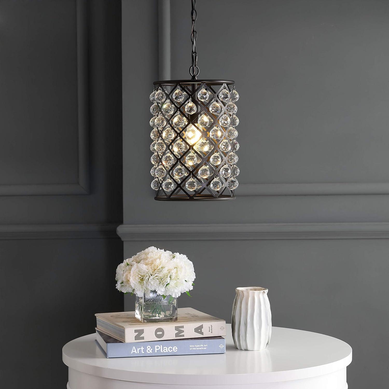 Gabrielle 10" Crystal/Metal LED Pendant, Oil Rubbed Bronze