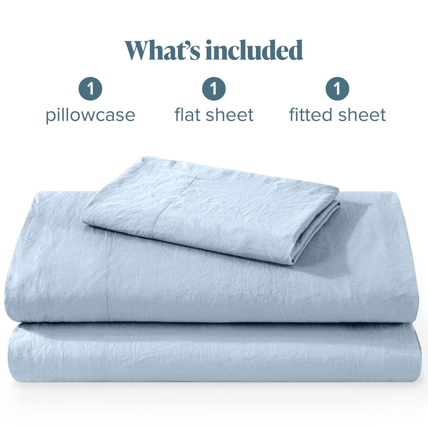 Washed Microfiber Dusty Blue Twin XL Sheet Set by Bare Home